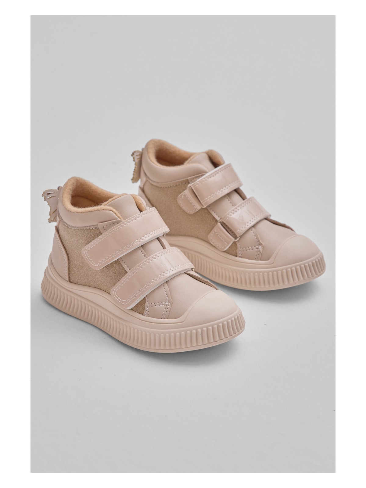 Tonny Black Çocuk Unisex Camel Esnek Termo Taban Çift Cırtlı Şerit Desenli Spor Kısa Bot - Görsel 5