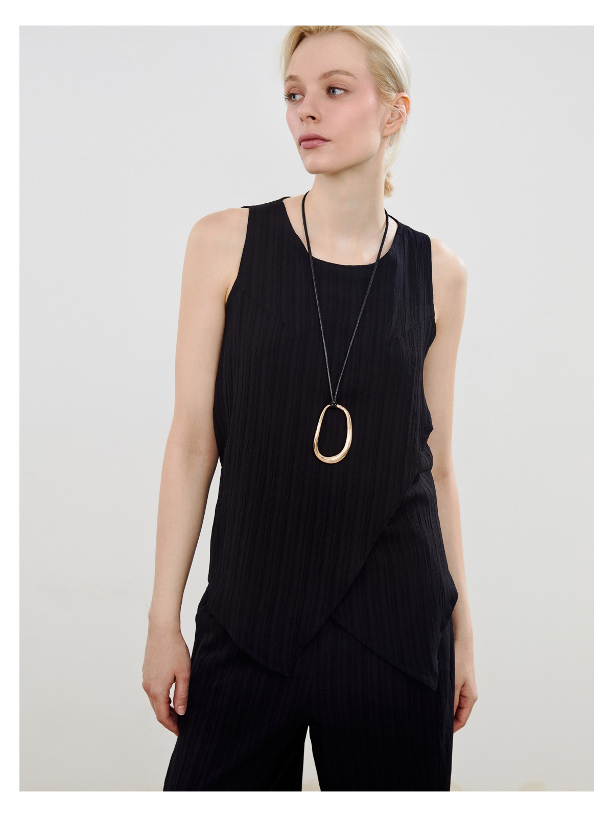 Soulife Bisiklet Yaka Dokulu Keten Karışımlı Bluz - Görsel 4