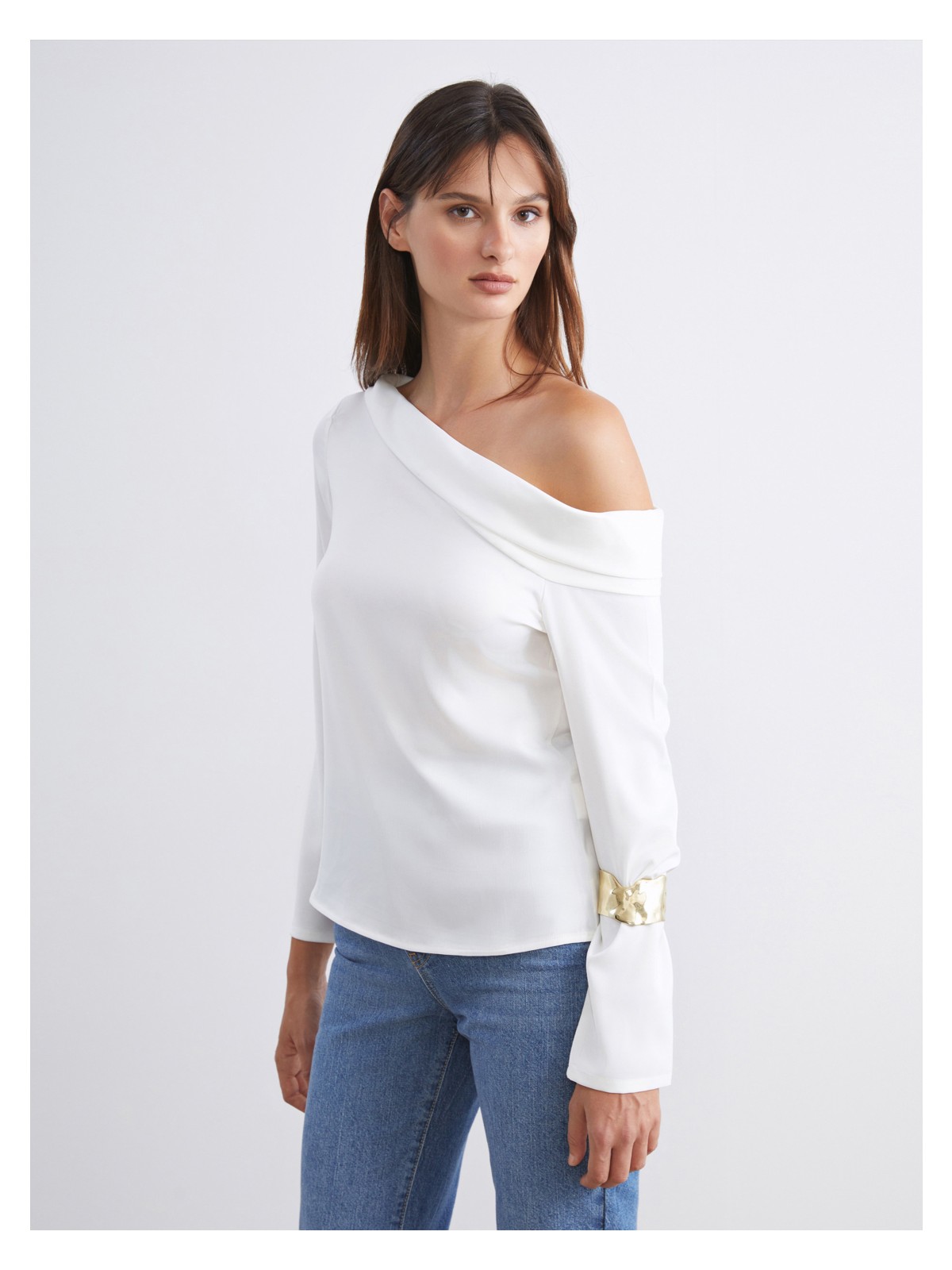 Soulife Kayık Yaka Saten Bluz - Görsel 3