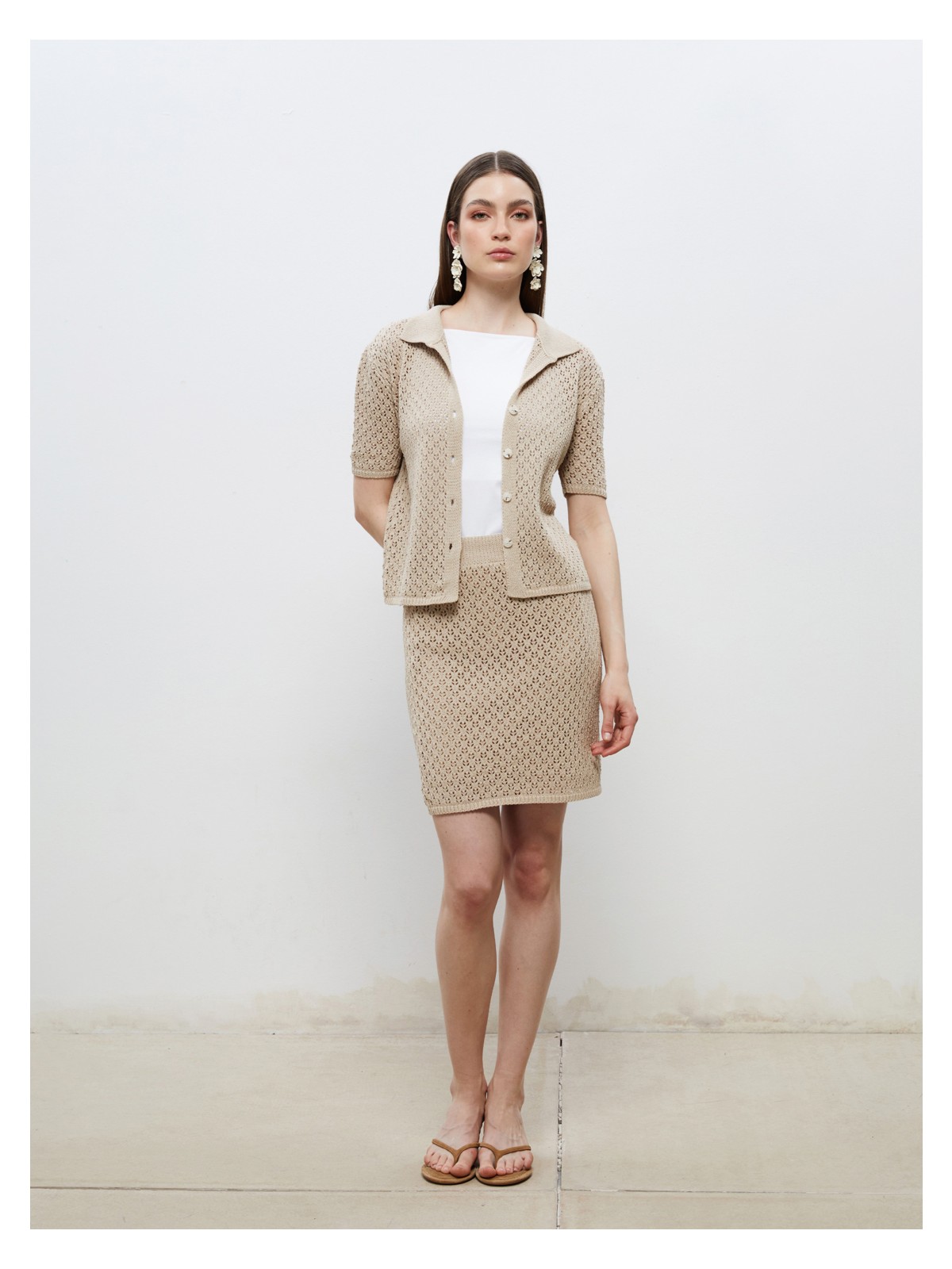 Soulife Beli Lastikli Ajurlu Mini Triko Etek