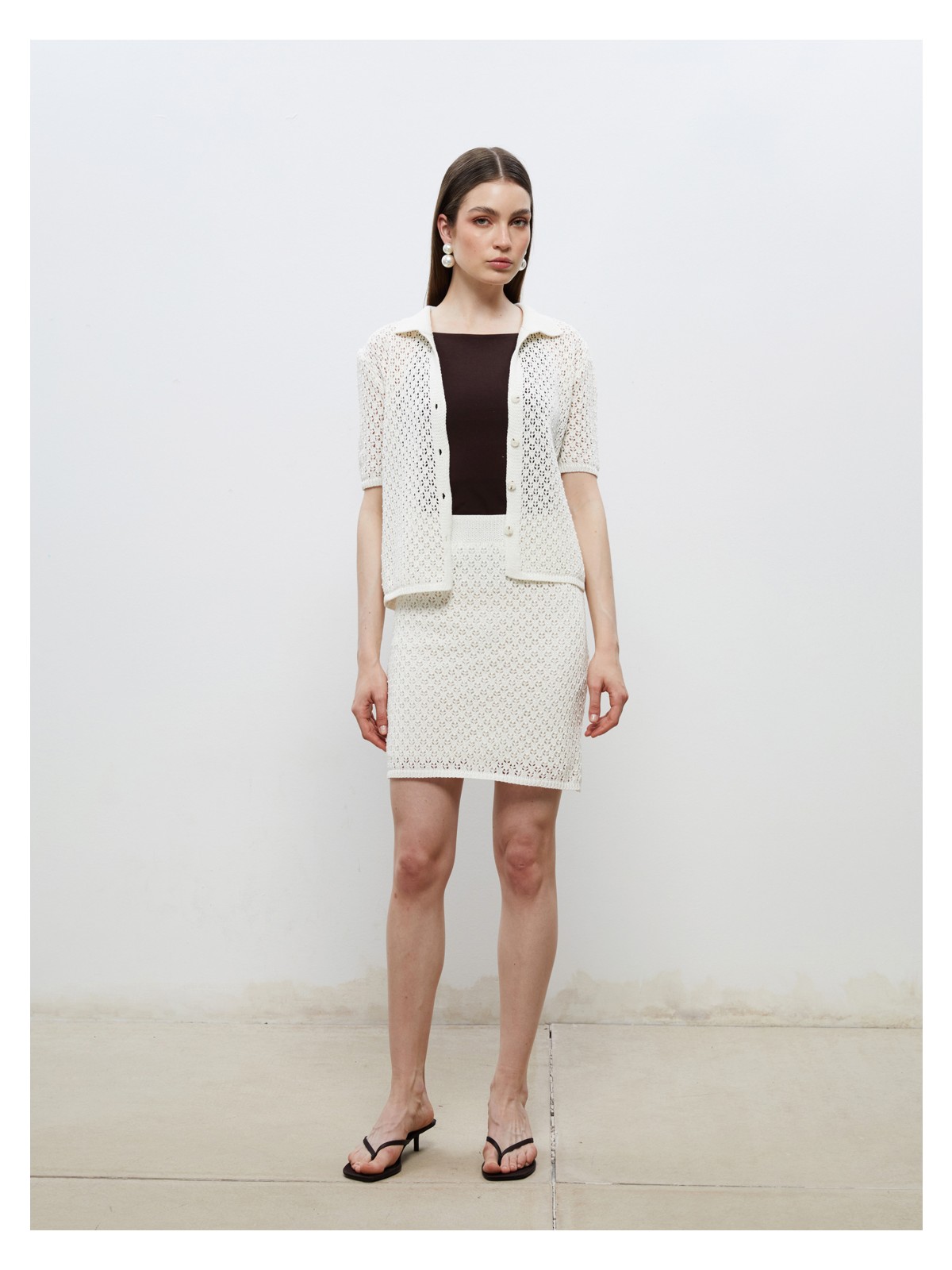 Soulife Beli Lastikli Ajurlu Mini Triko Etek - Görsel 3