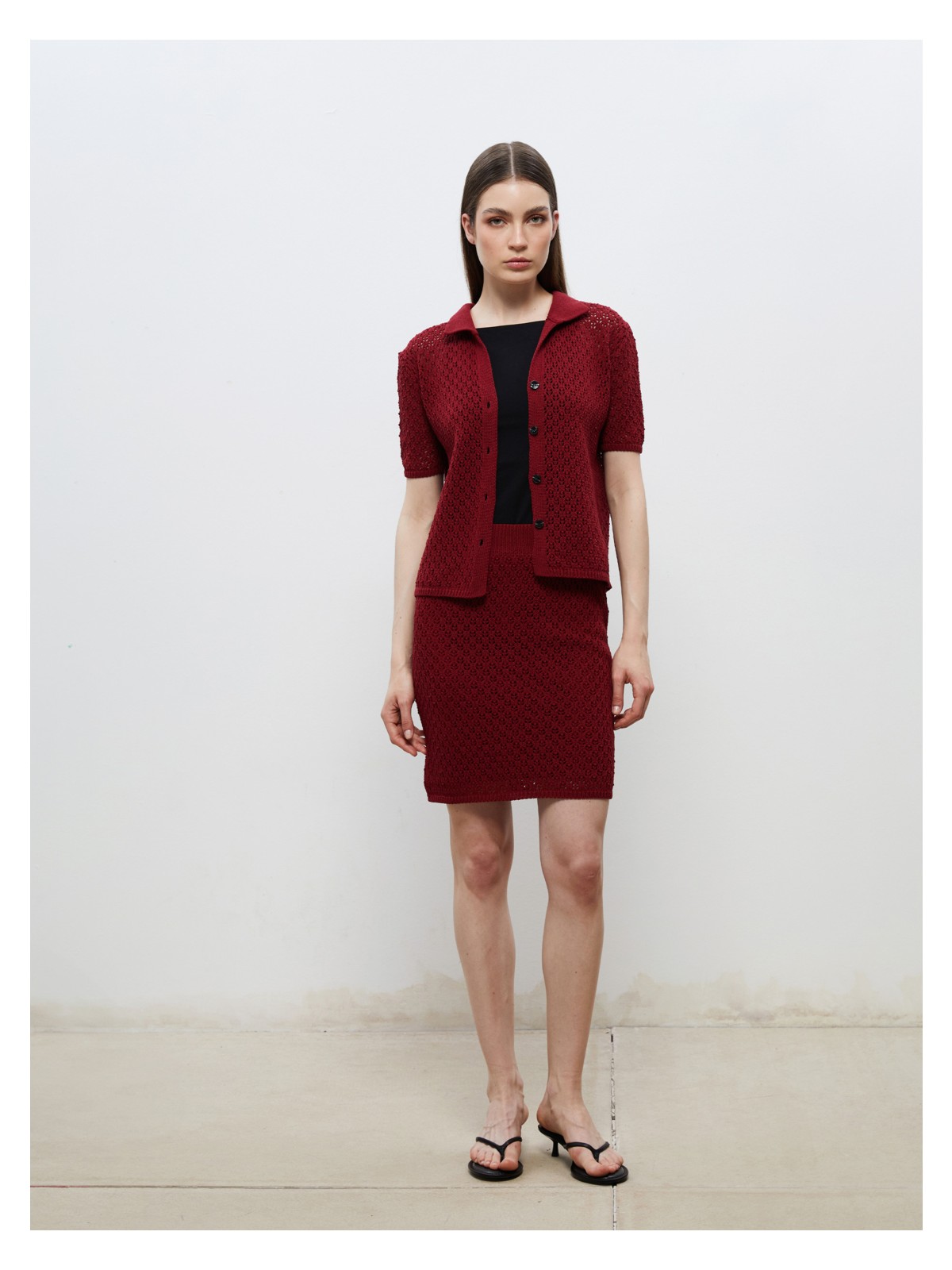 Soulife Beli Lastikli Ajurlu Mini Triko Etek - Görsel 4