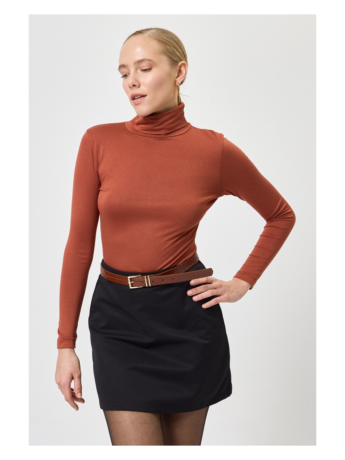 Rays Kırmızı Balıkçı Yaka Uzun Kollu Dar Kesim Bluz 2504 - Görsel 5