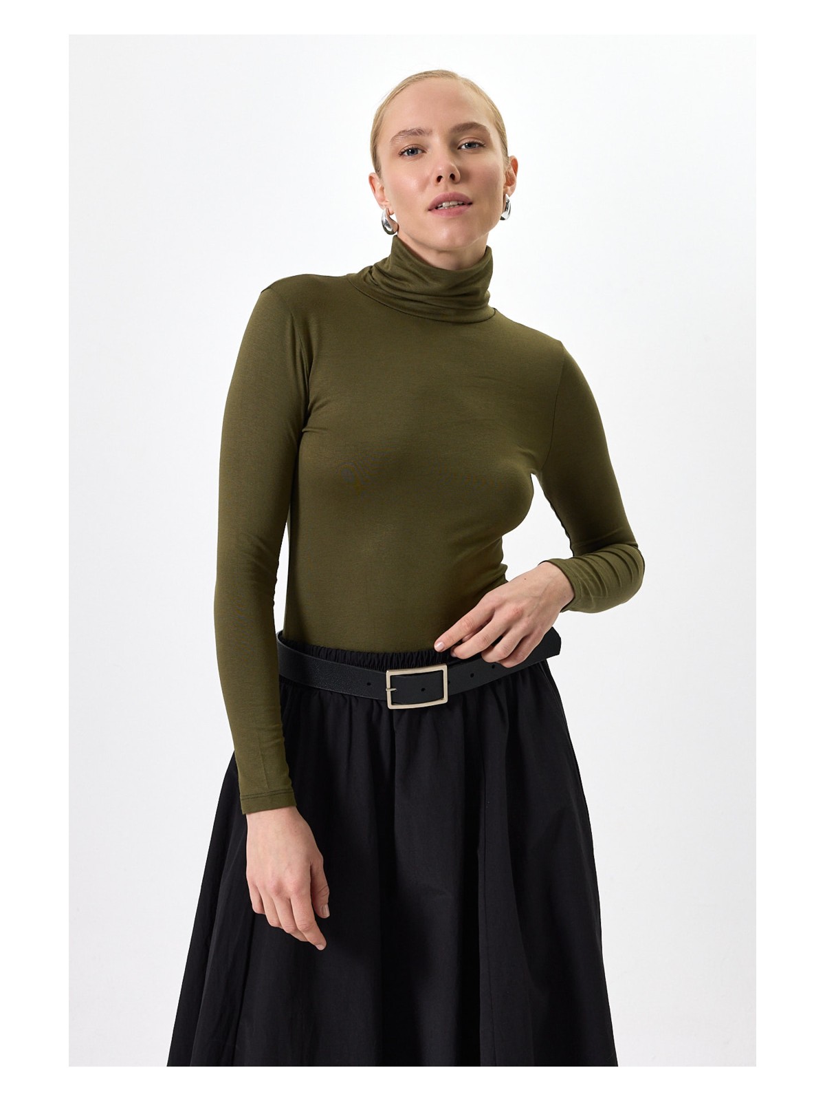 Rays Kırmızı Balıkçı Yaka Uzun Kollu Dar Kesim Bluz 2504 - Görsel 4