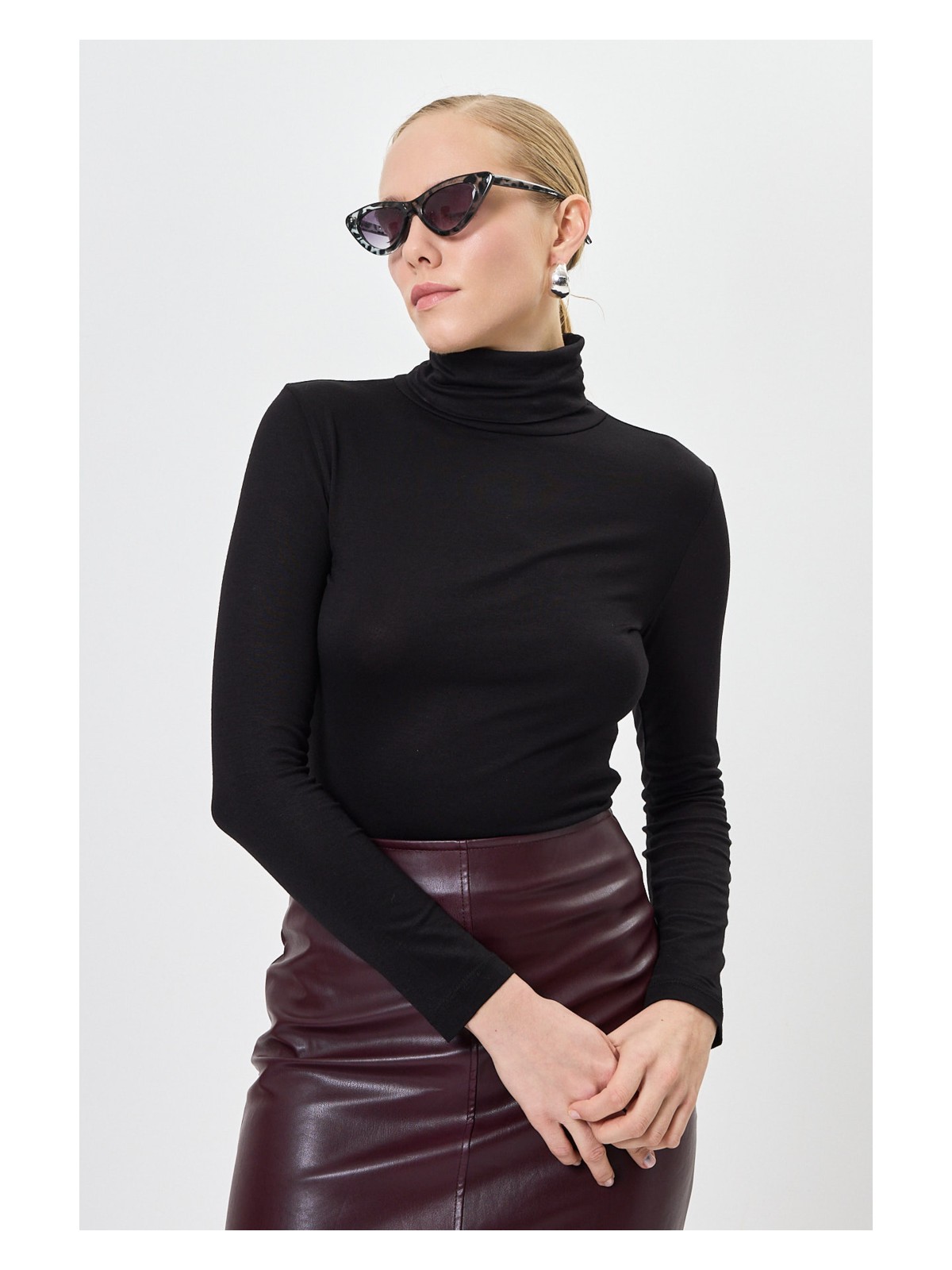 Rays Kırmızı Balıkçı Yaka Uzun Kollu Dar Kesim Bluz 2504 - Görsel 7