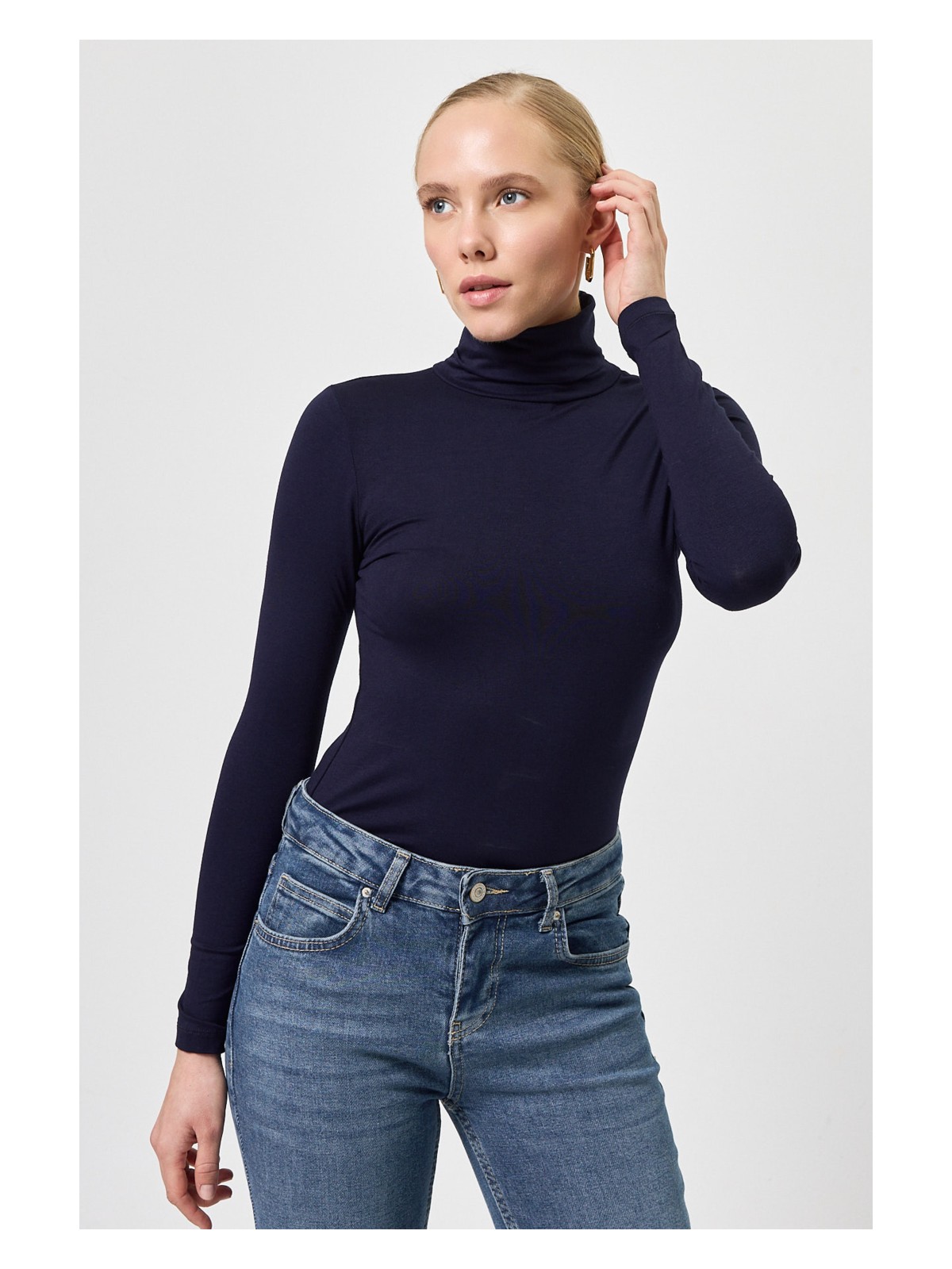 Rays Kırmızı Balıkçı Yaka Uzun Kollu Dar Kesim Bluz 2504 - Görsel 6