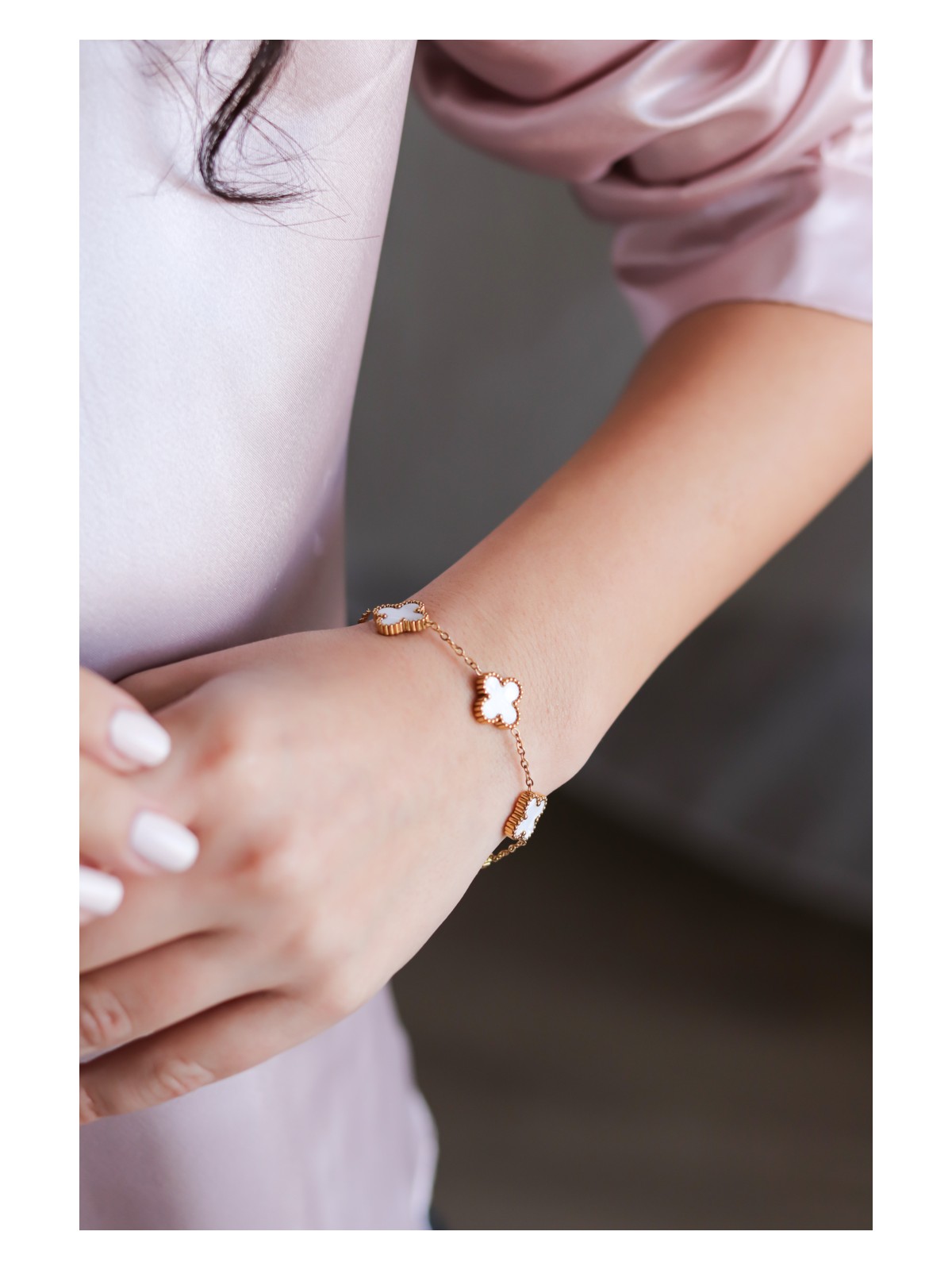 Atalya Accessory Paslanmaz Çelik Mini Yonca Modeli Unisex Çelik Bileklik -17+5 cm Uzunluk Sevgiliye Hediye - Görsel 5