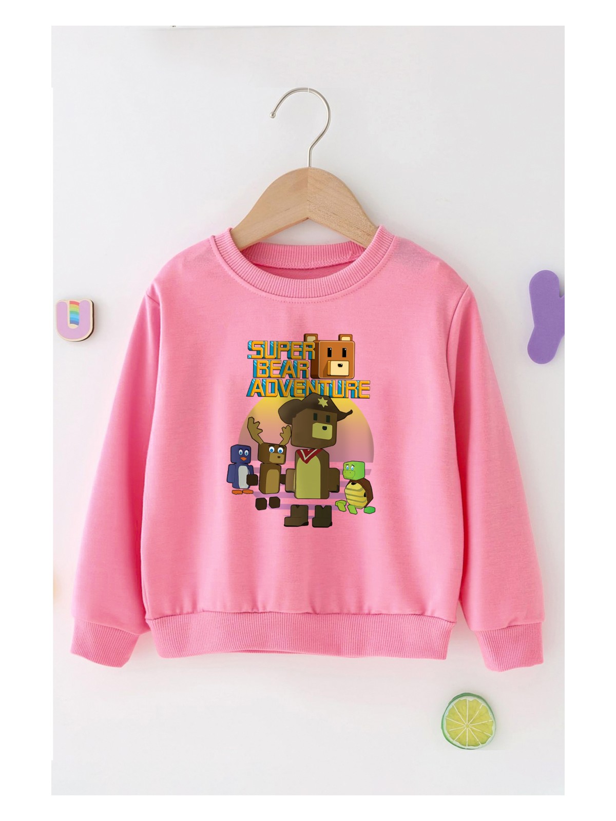 Zeycem Süper Ayı Oyun Karekteri Desen Baskılı Kız ve ErkekÇocuk Unısex Siyah ve Beyaz Tshirt - Görsel 5