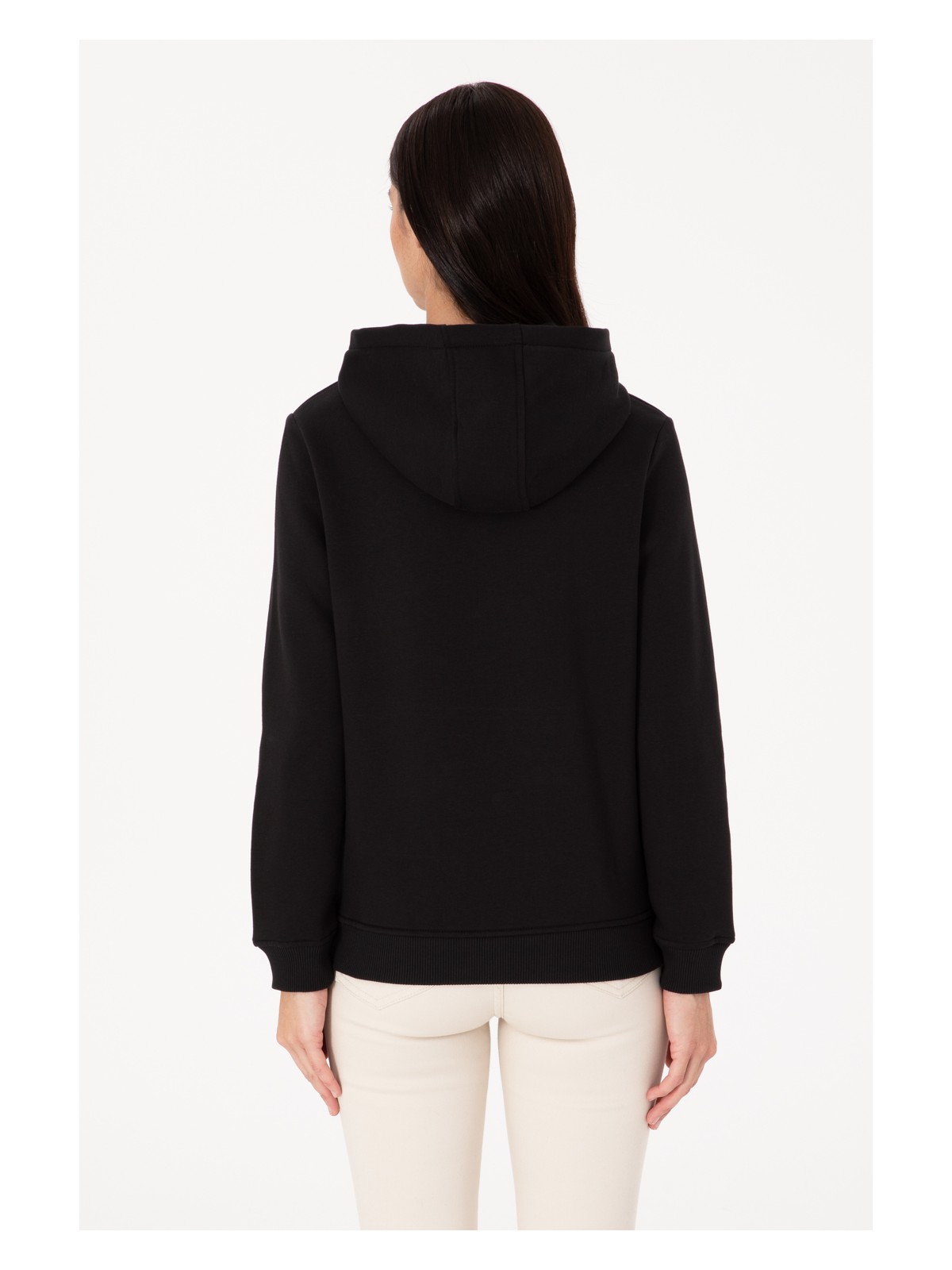 U.S. Polo Assn. Kadın Siyah Kapüşonlu Basic Sweatshirt 50307711-VR046 - Görsel 5