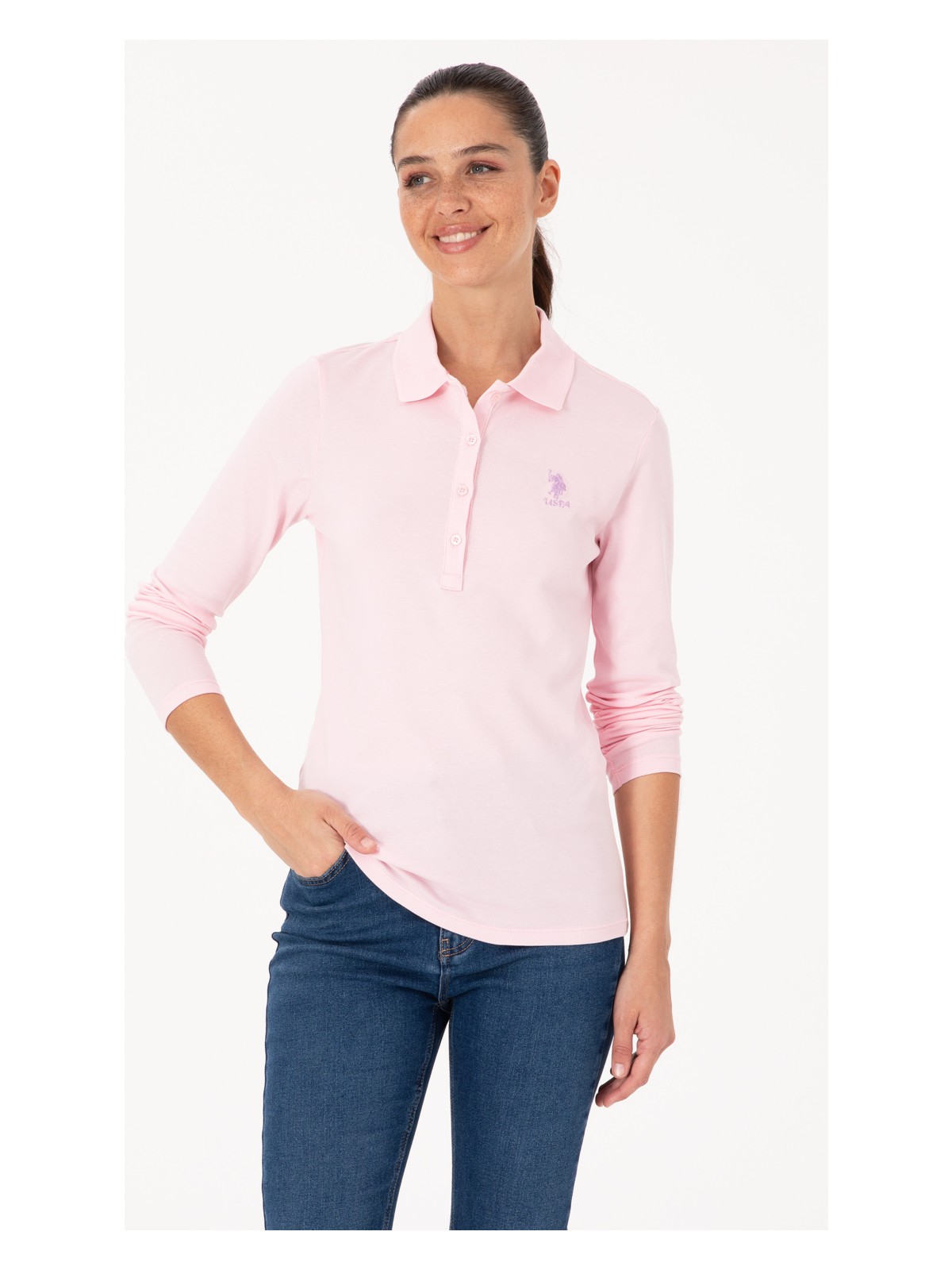 U.S. Polo Assn. Kadın Lacivert Basic Polo Yaka Sweatshırt 50307755-VR033 - Görsel 6
