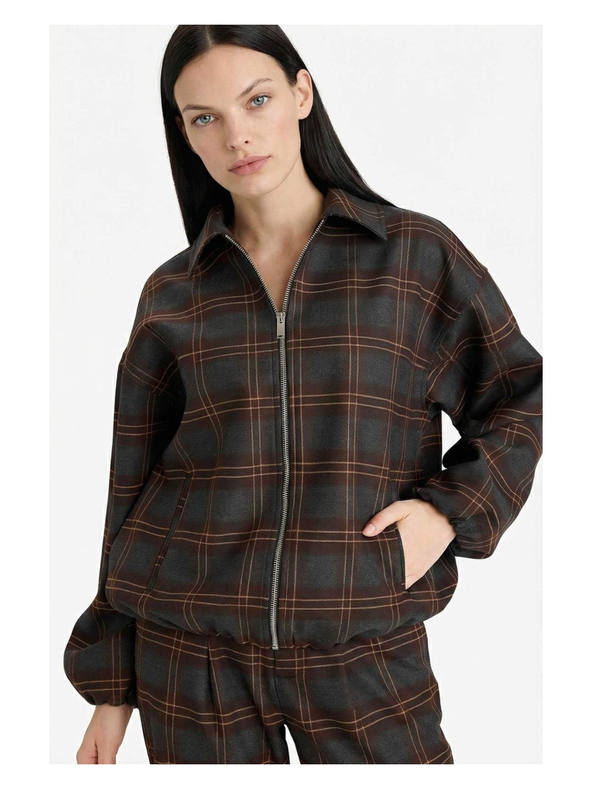 DeFacto Kareli Fermuarlı Ceket G7928AX25WN