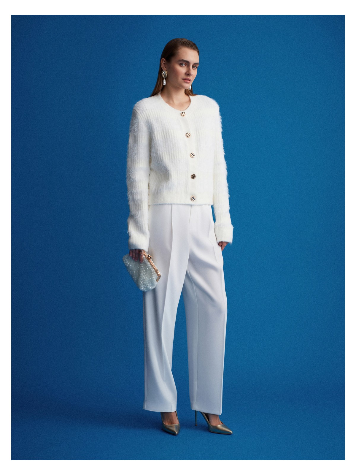 Dilvin 7954 Dökümlü Palazzo Pantolon-Koyu Kahve - Görsel 7