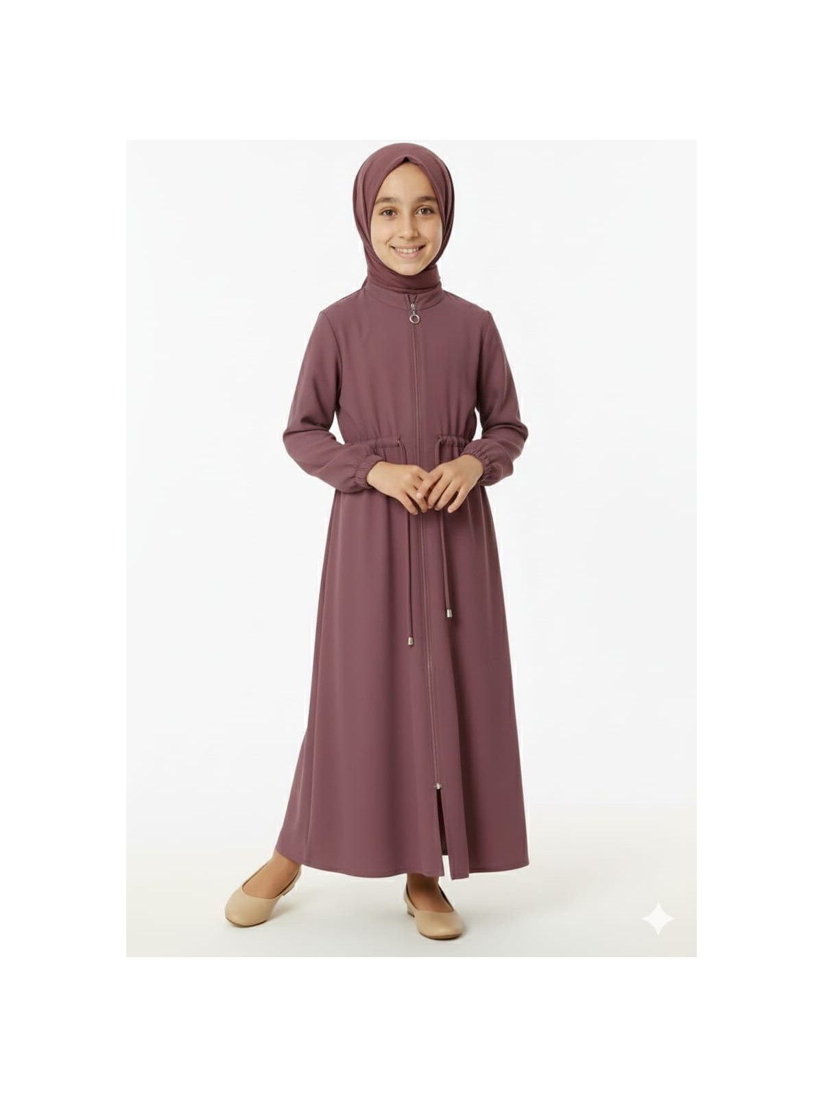 Mismoly Medine Ipeği Beli Lastikli Bağcıklı Çocuk Ferace - Görsel 7