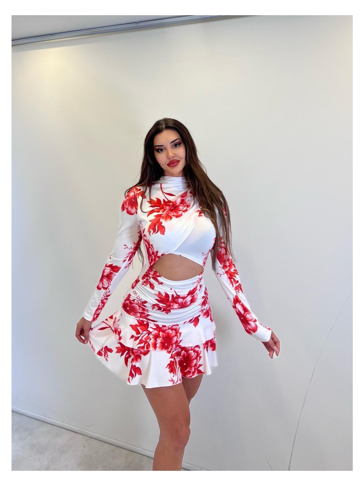 Pink Life Siyah Çiçek Des.uzun Kol.fırfır Etekli Mii Elb. - Görsel 4