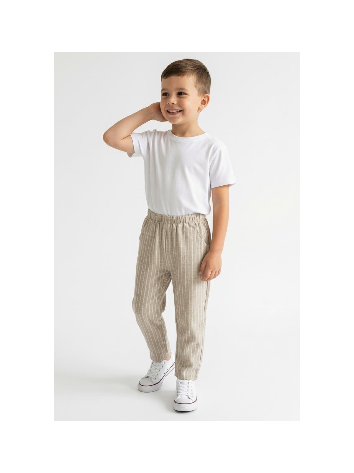 MiaBaby Çizgili Keten Pantolon