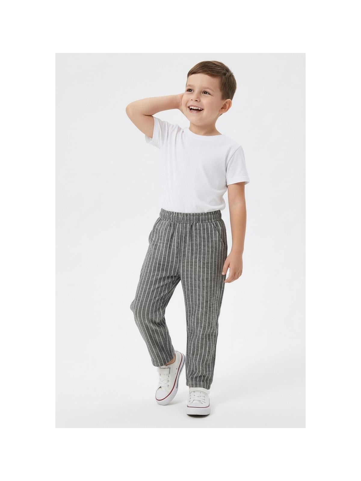 MiaBaby Çizgili Keten Pantolon - Görsel 6