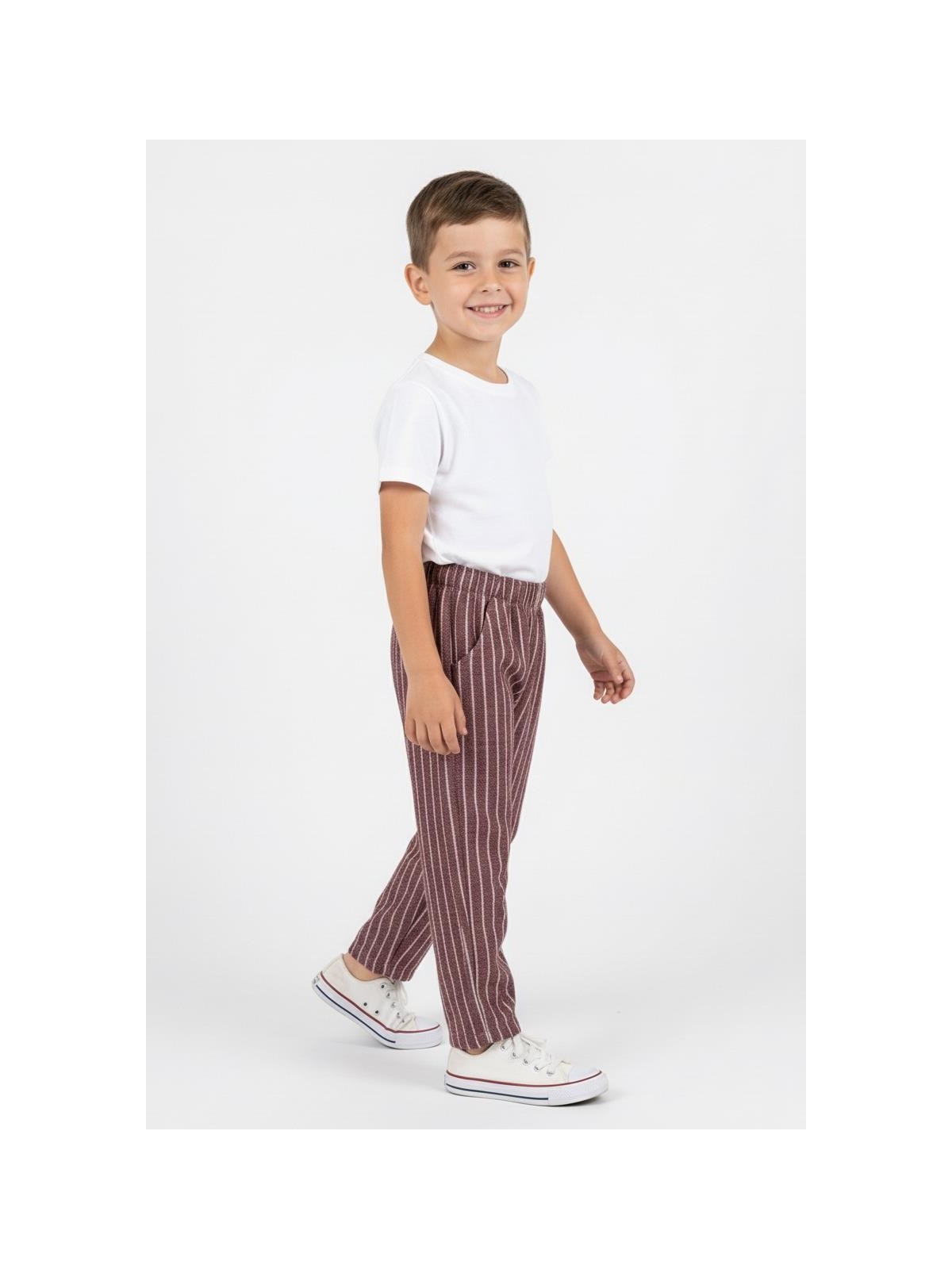 MiaBaby Çizgili Keten Pantolon - Görsel 5