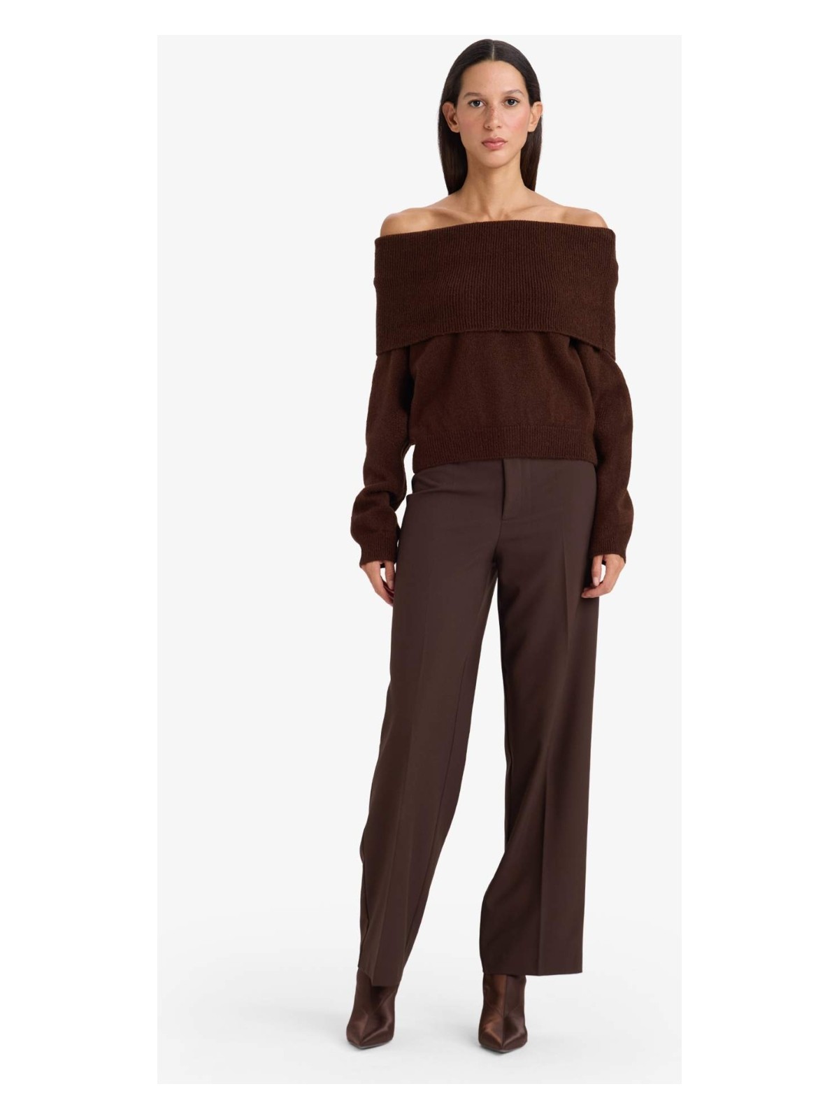 DeFacto Regular Fit Açık Omuz Triko Kazak F3029AX25WN - Görsel 2
