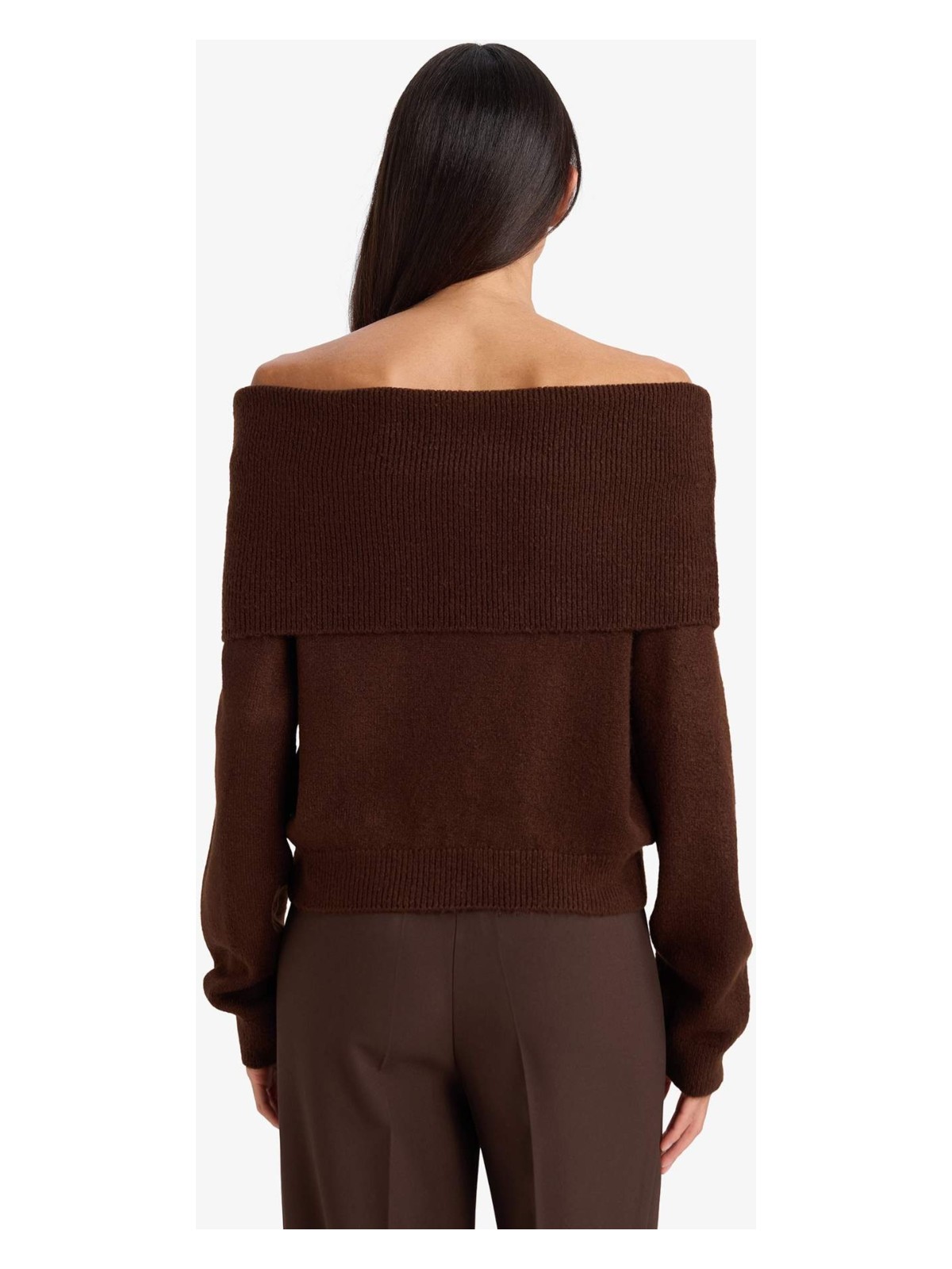 DeFacto Regular Fit Açık Omuz Triko Kazak F3029AX25WN - Görsel 5