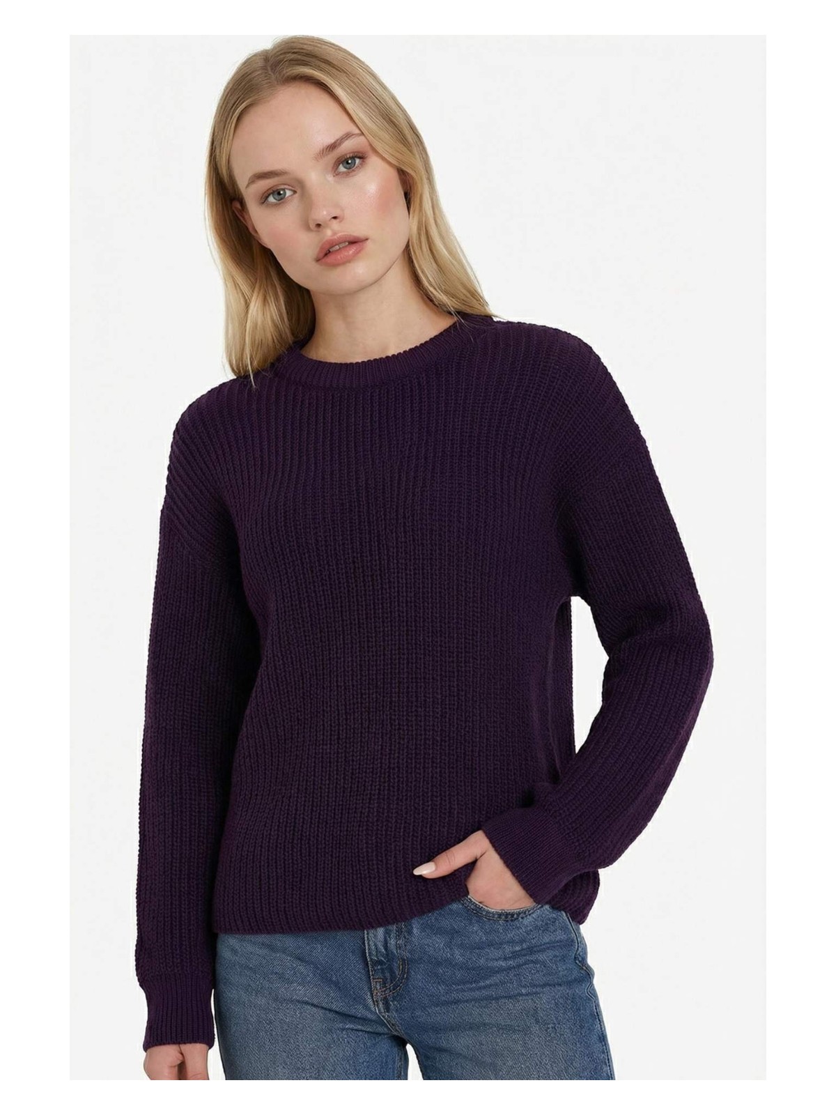 DeFacto Regular Fit Bisiklet Yaka Selanik Kumaş Basic Düz Triko Kazak H6905AZ25WN - Görsel 6