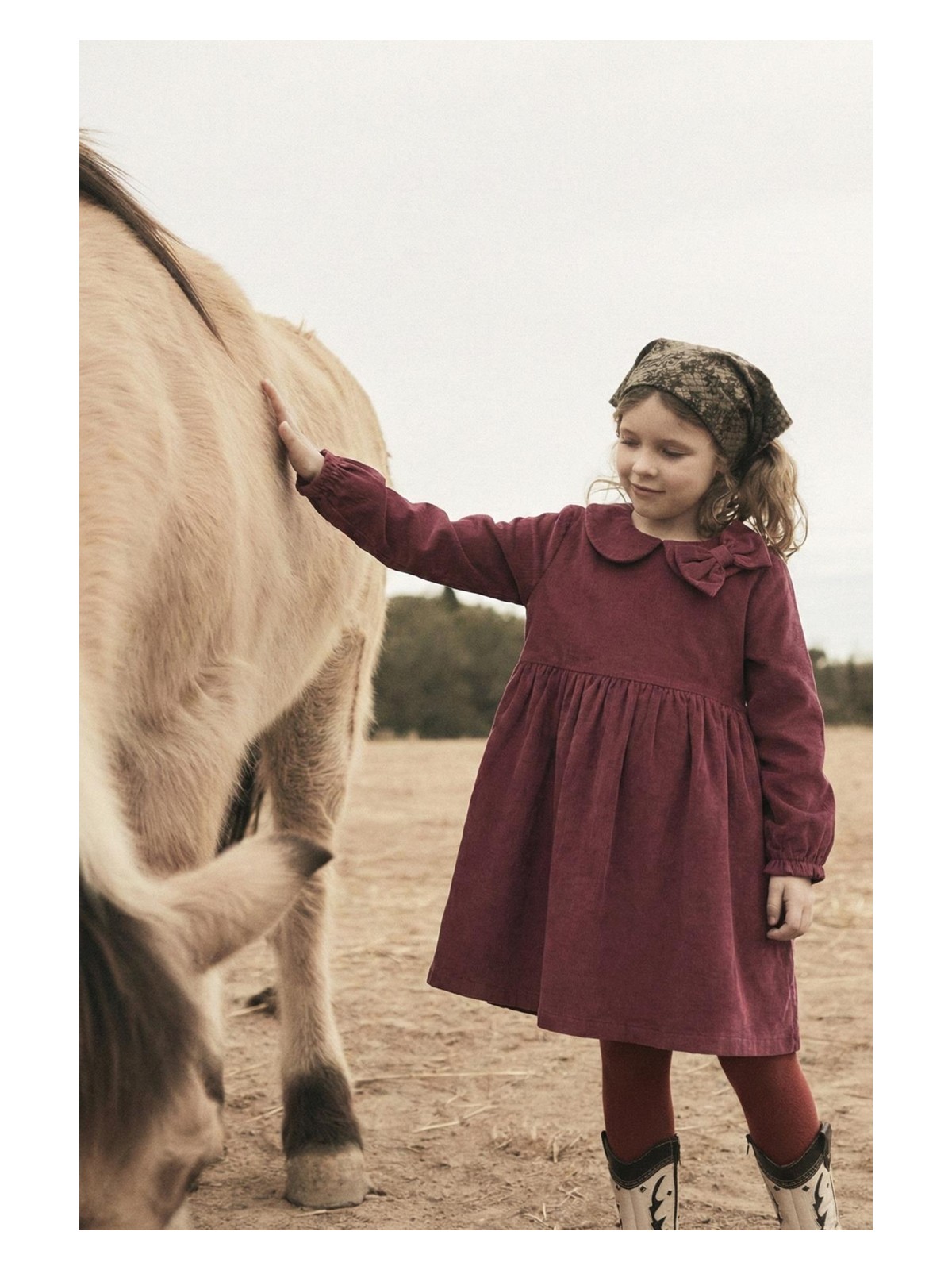 Cigit Kadife Elbise 1-8 Yaş Mürdüm