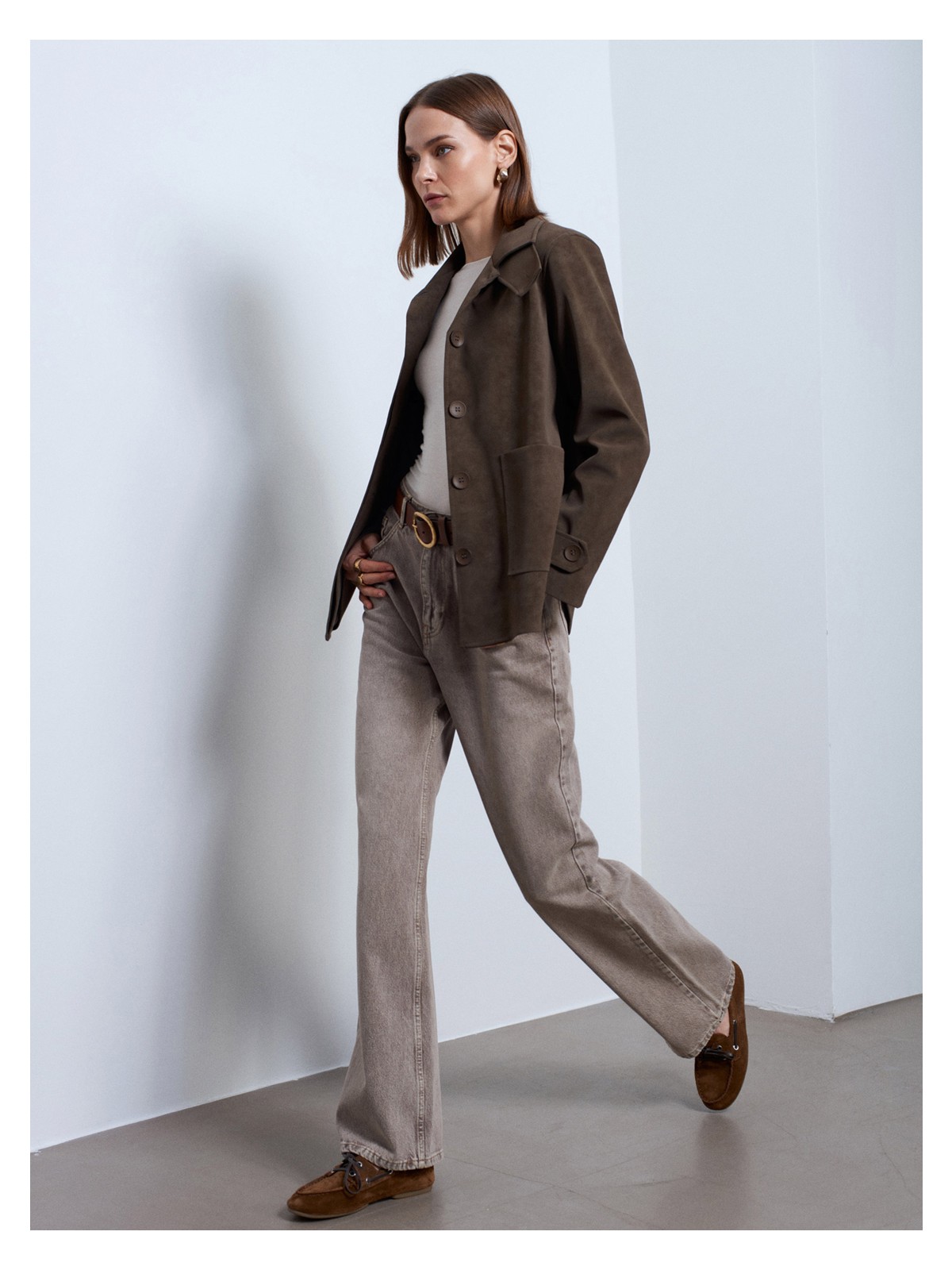 Dilvin 60778 Süet Ceket-Camel - Görsel 3