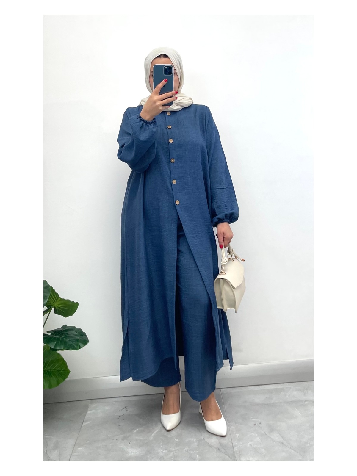 Nisum Moda Keten Yarım Düğmeli Takım