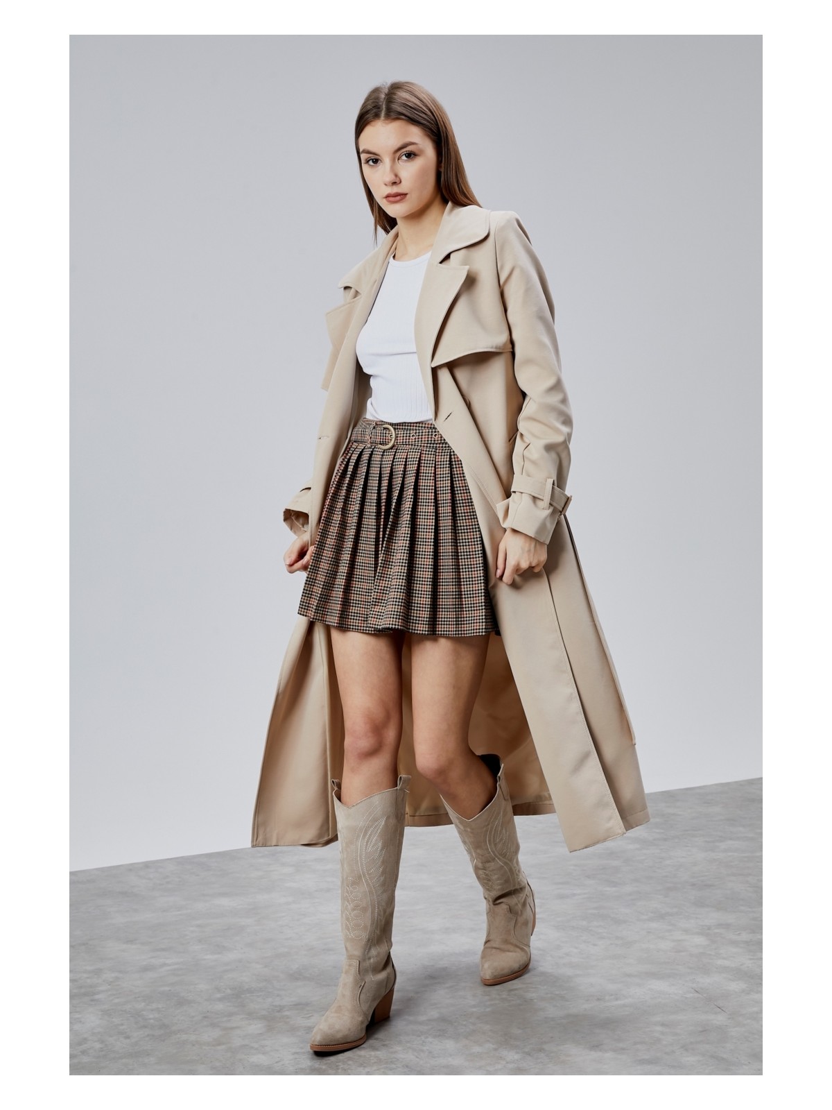 Bolivente Lacivert Regular Kalıp Rüzgarlık Detaylı Trençkot 46636 - Görsel 6