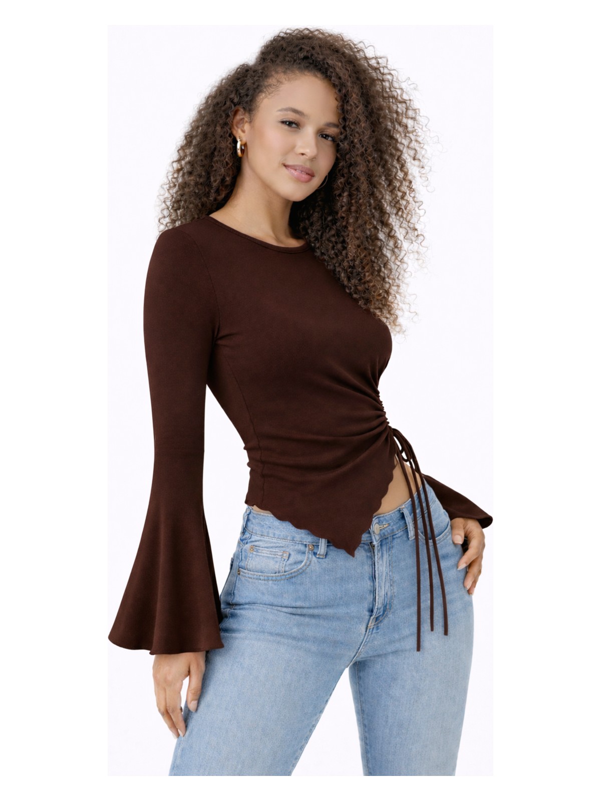 Espoir Plus Espoirplus Yuvarlak Yaka Drape Detaylı Ispanyol Kol Tesettür Uyumlu Üst Bluz - Görsel 3