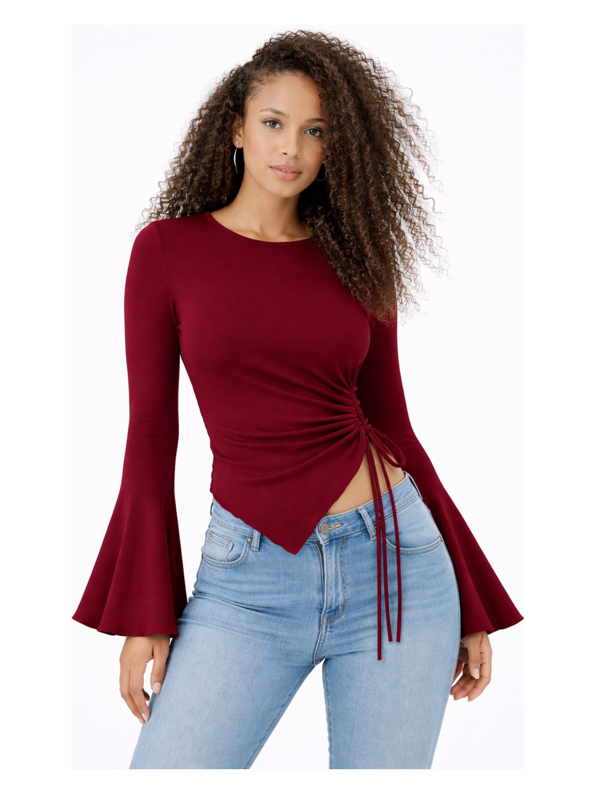 Espoir Plus Espoirplus Yuvarlak Yaka Drape Detaylı Ispanyol Kol Tesettür Uyumlu Üst Bluz - Görsel 4