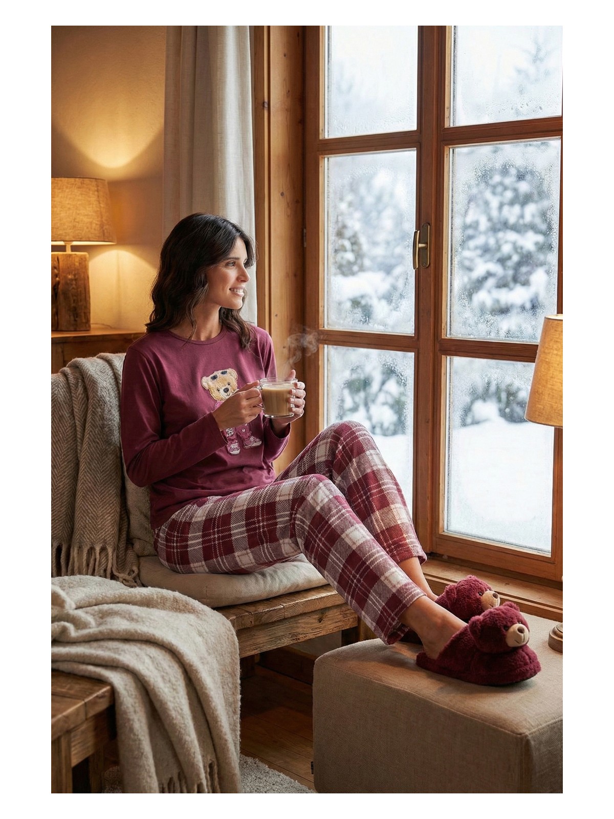 Lela Pamuklu Regular Fit Baskılı Bisiklet Yaka Pijama Takımı Bayan Pijama Takımı 65723314 - Görsel 4