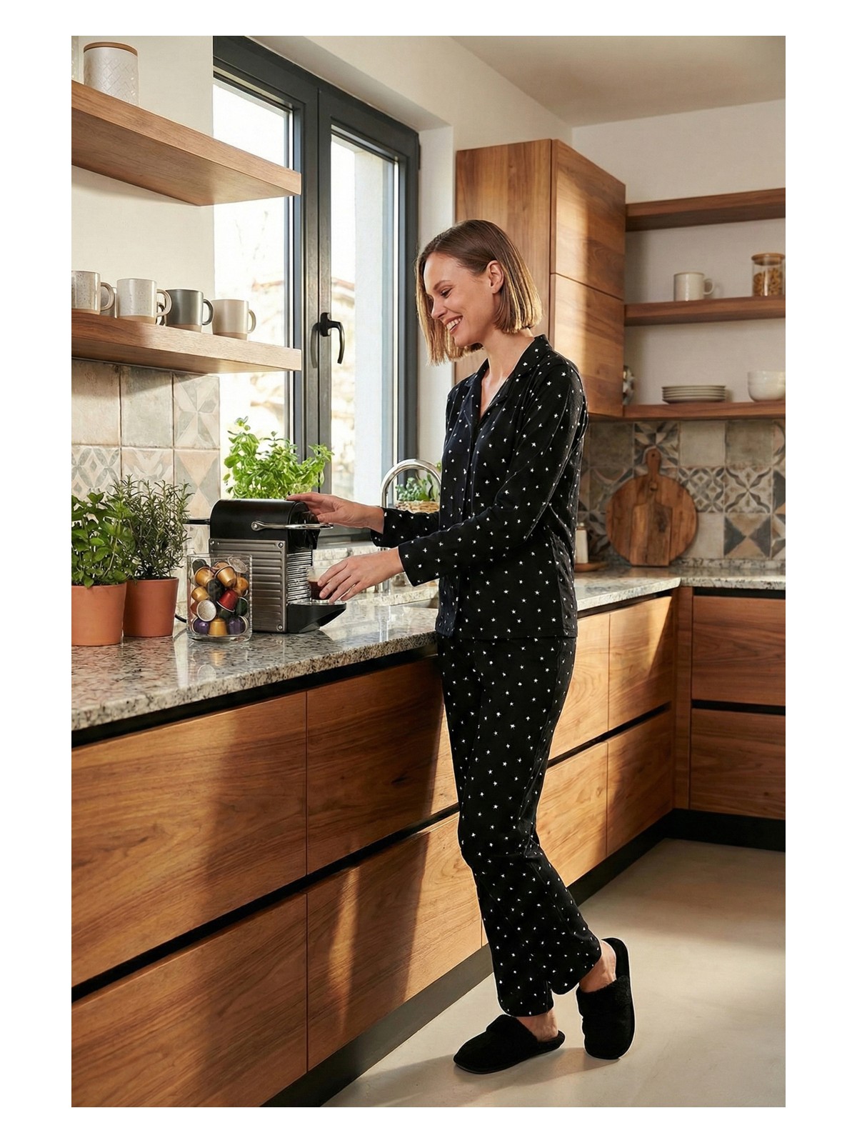 Lela Streç Standart Fit Düğmeli Pijama Takımı Bayan Pijama Takımı 60956601 - Görsel 7