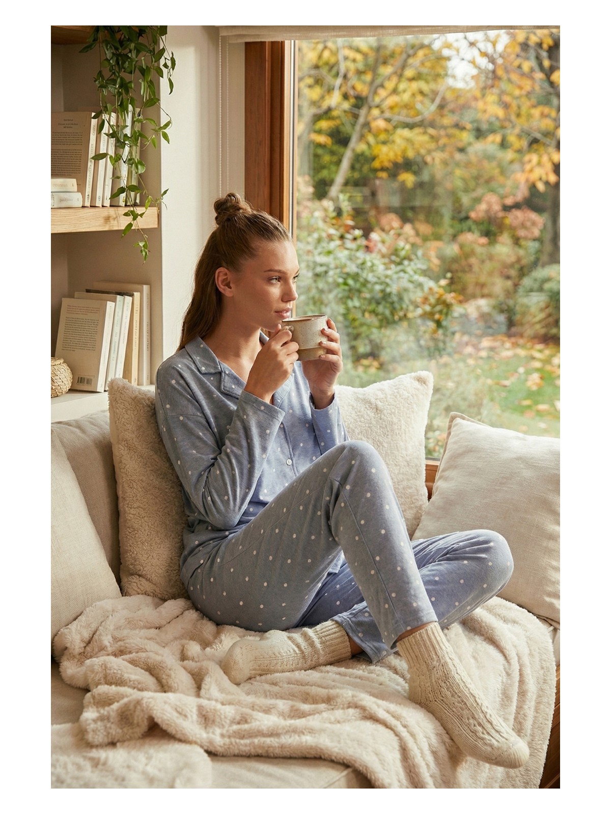 Lela Streç Standart Fit Düğmeli Pijama Takımı Bayan Pijama Takımı 60956601 - Görsel 5