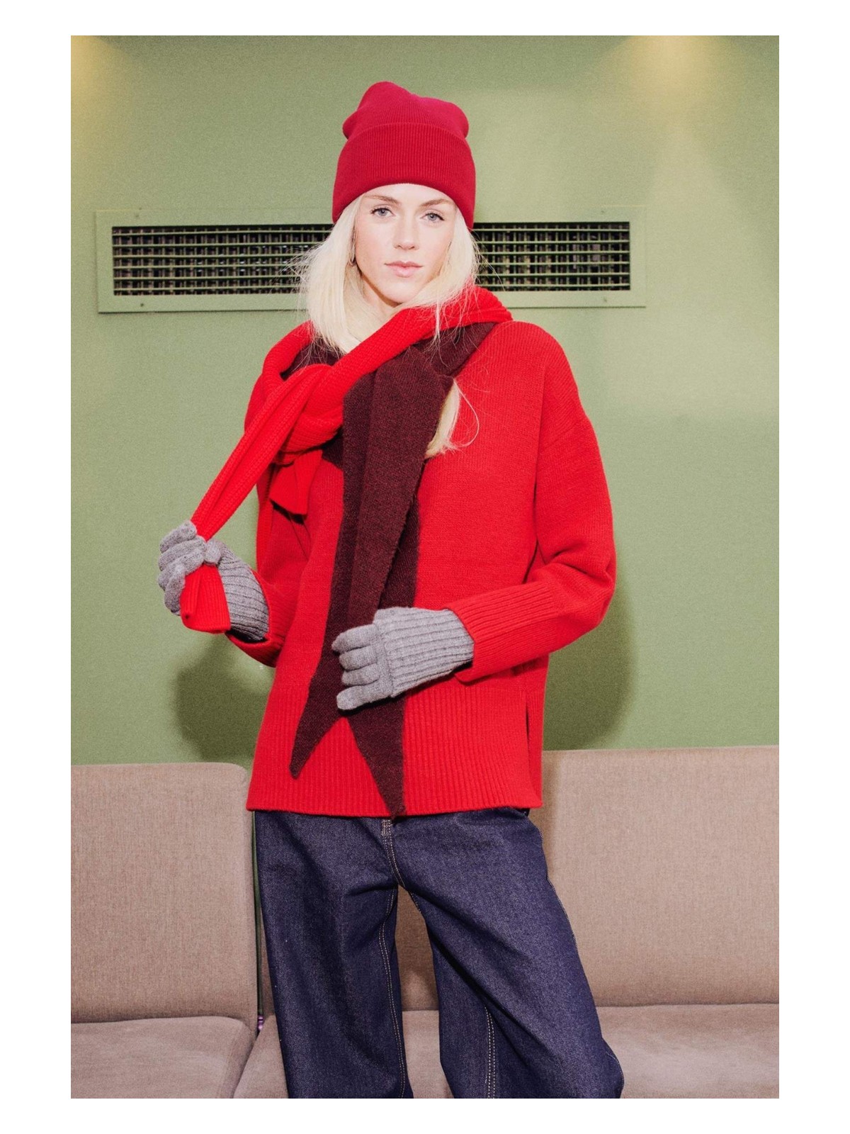 DeFacto Oversize Geniş Kalıp Bisiklet Yaka Triko Kazak F5419AX25WN