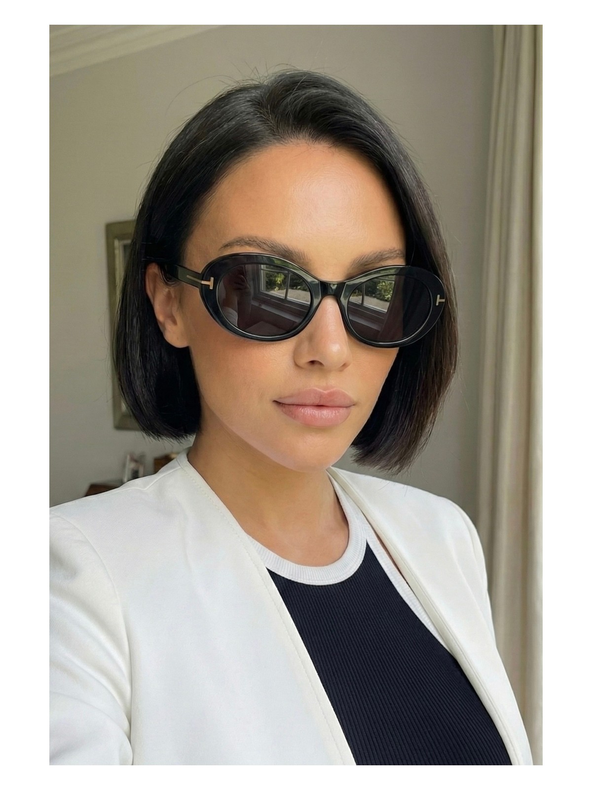 Ren Eyewear Siena Kadın Siyah çerçeve siyah cam popüler Oval Güneş Gözlüğü – Aksesuar Detaylı Uv400 - Görsel 5
