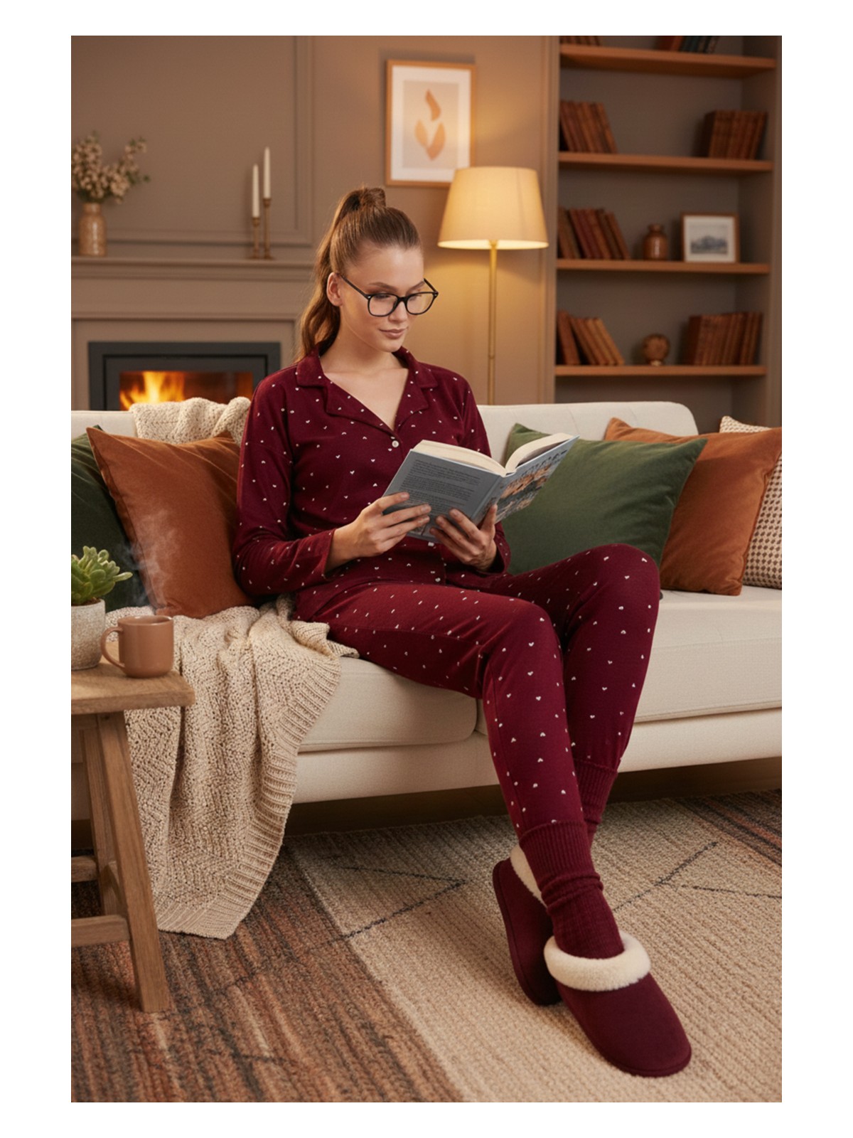 Lela Streç Standart Fit Düğmeli Pijama Takımı Bayan Pijama Takımı 60956601 - Görsel 6