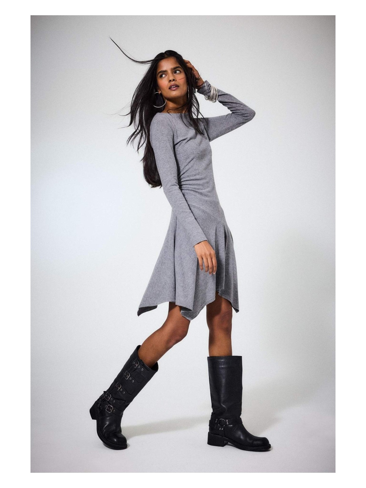 DeFacto Bisiklet Yaka Uzun Kollu Mini Elbise G8699AX25CW