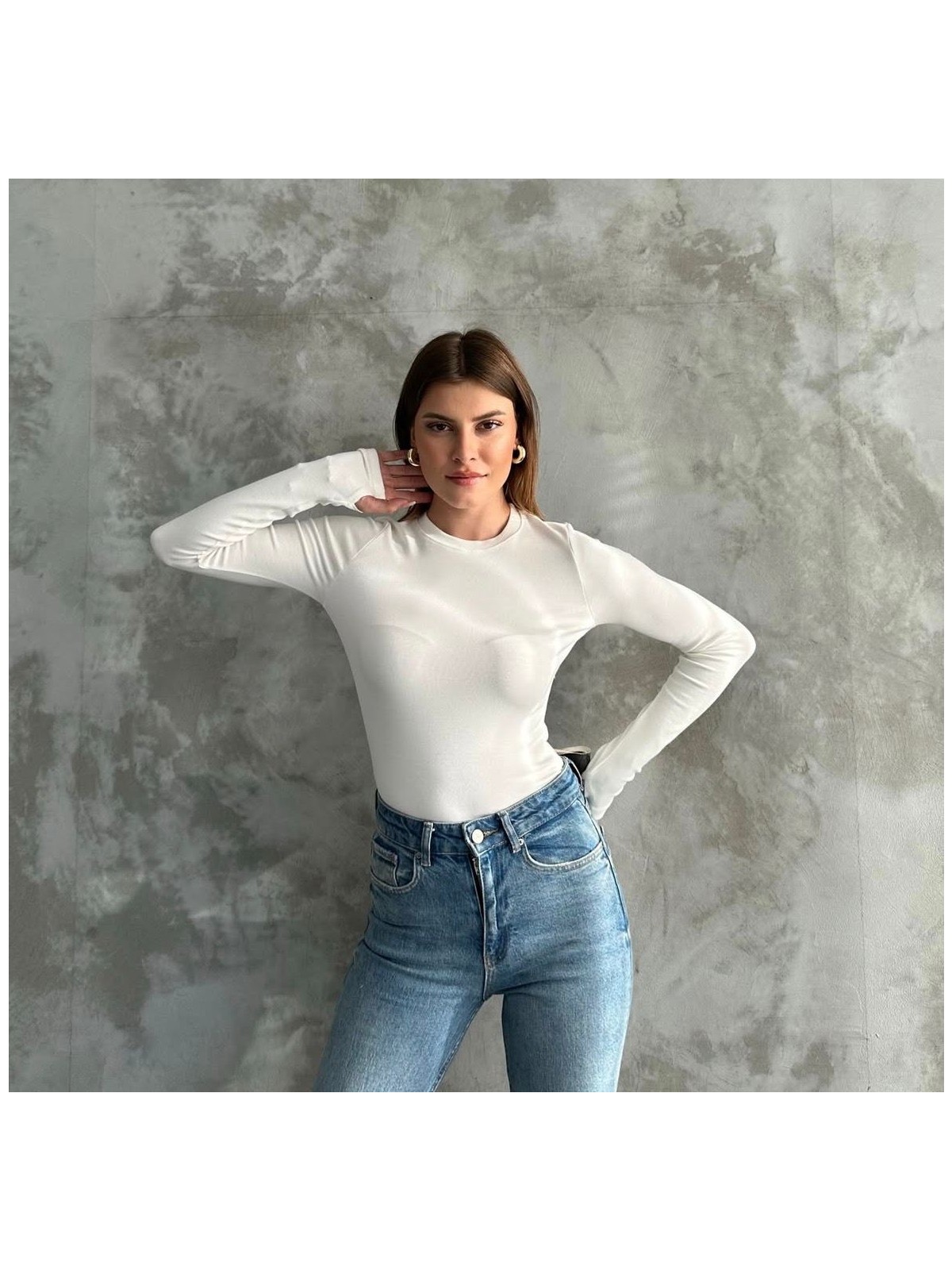 MEYMERS Kadın Uzun Kollu Parmak Detaylı Basic Body - Görsel 7