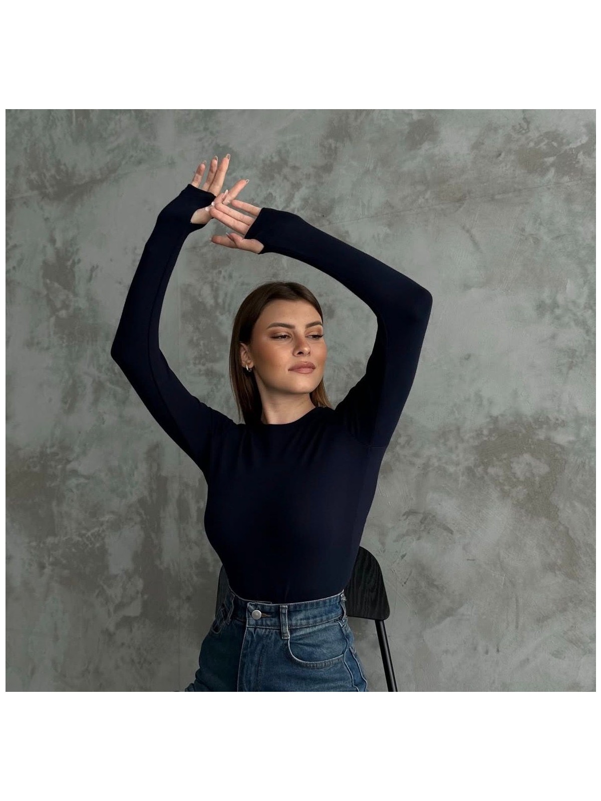 MEYMERS Kadın Uzun Kollu Parmak Detaylı Basic Body