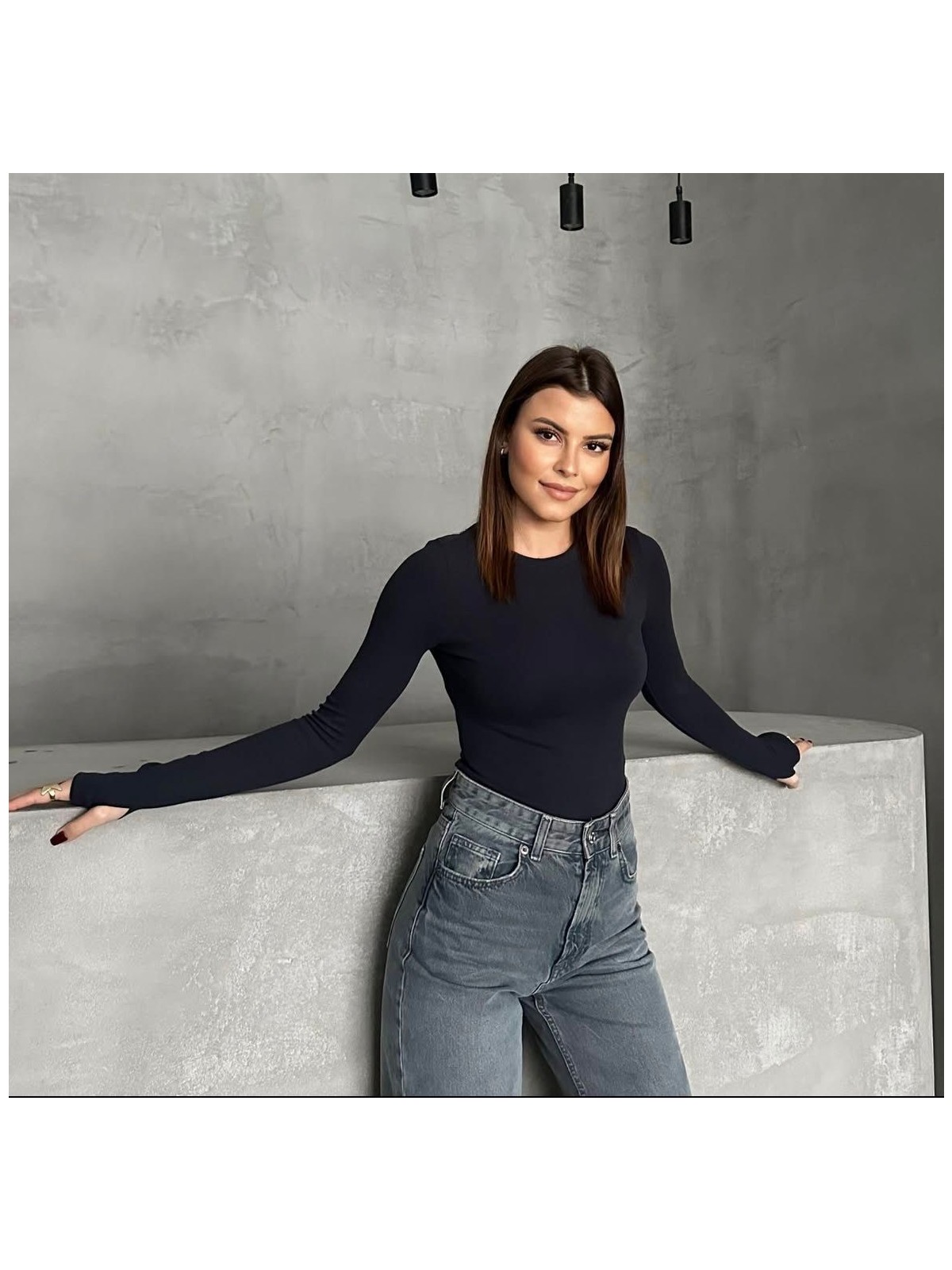 MEYMERS Kadın Uzun Kollu Parmak Detaylı Basic Body - Görsel 3