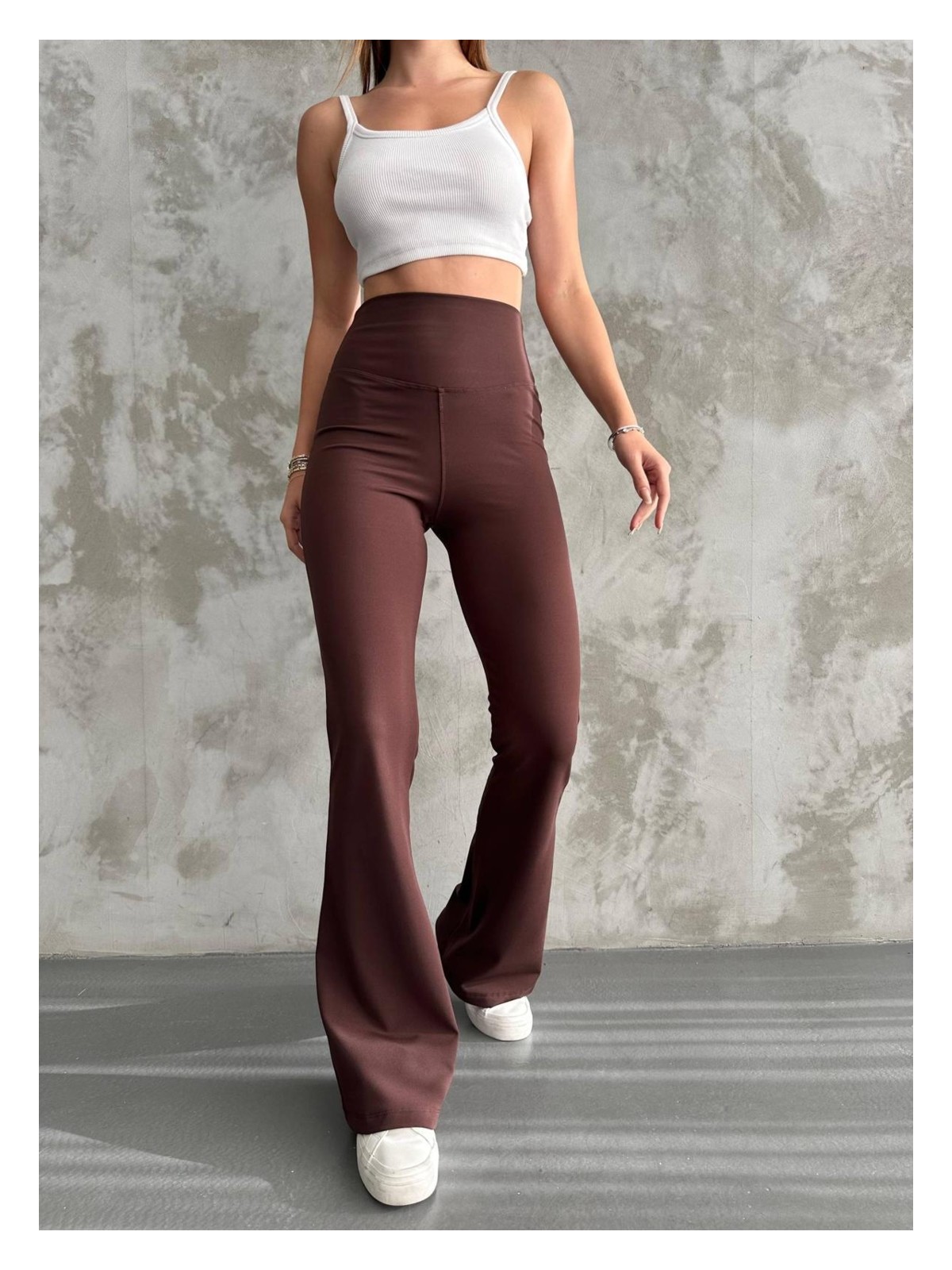 Betnur Kadın Dalgıç Kumaş Şardonlu Ispanyol Paça Tayt - Görsel 4