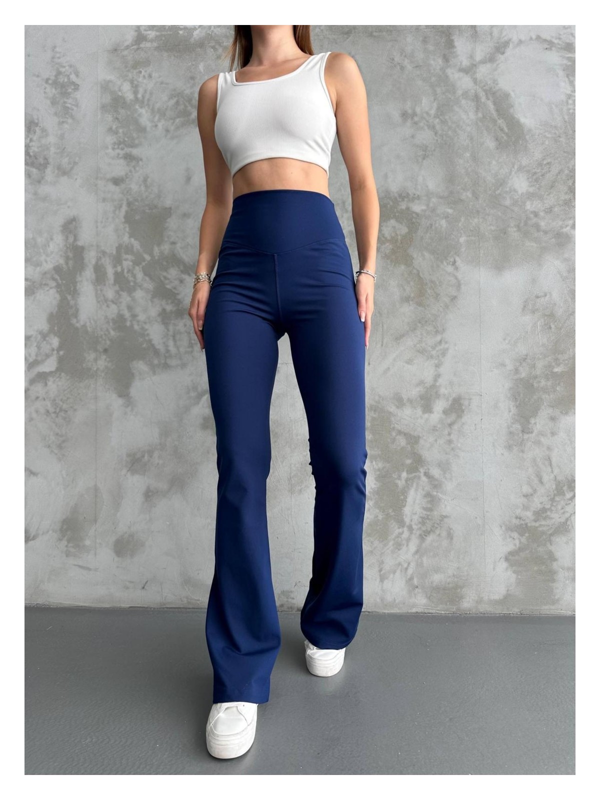 Betnur Kadın Dalgıç Kumaş Şardonlu Ispanyol Paça Tayt - Görsel 8