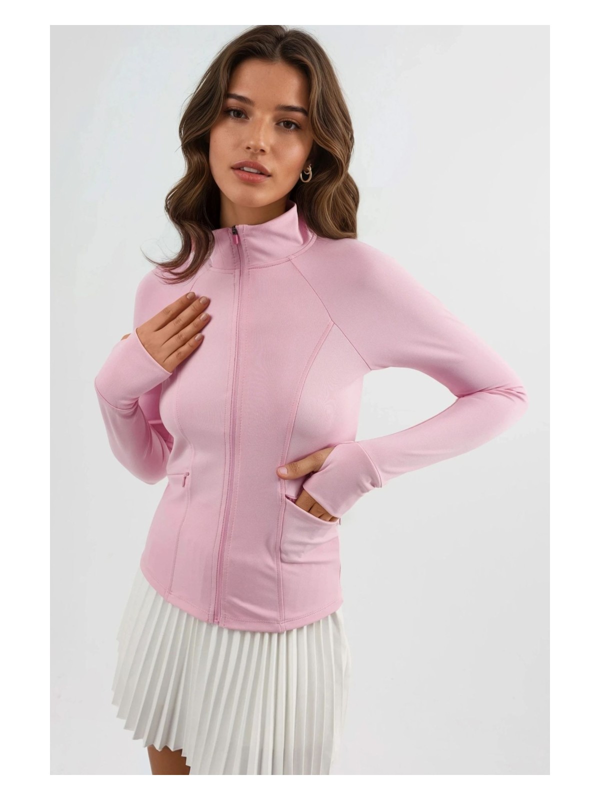 Hiccup Kadın Dar Kesim Örme Dik Yaka Fermuarlı Aktif Üst Limon Sarısı - Görsel 5