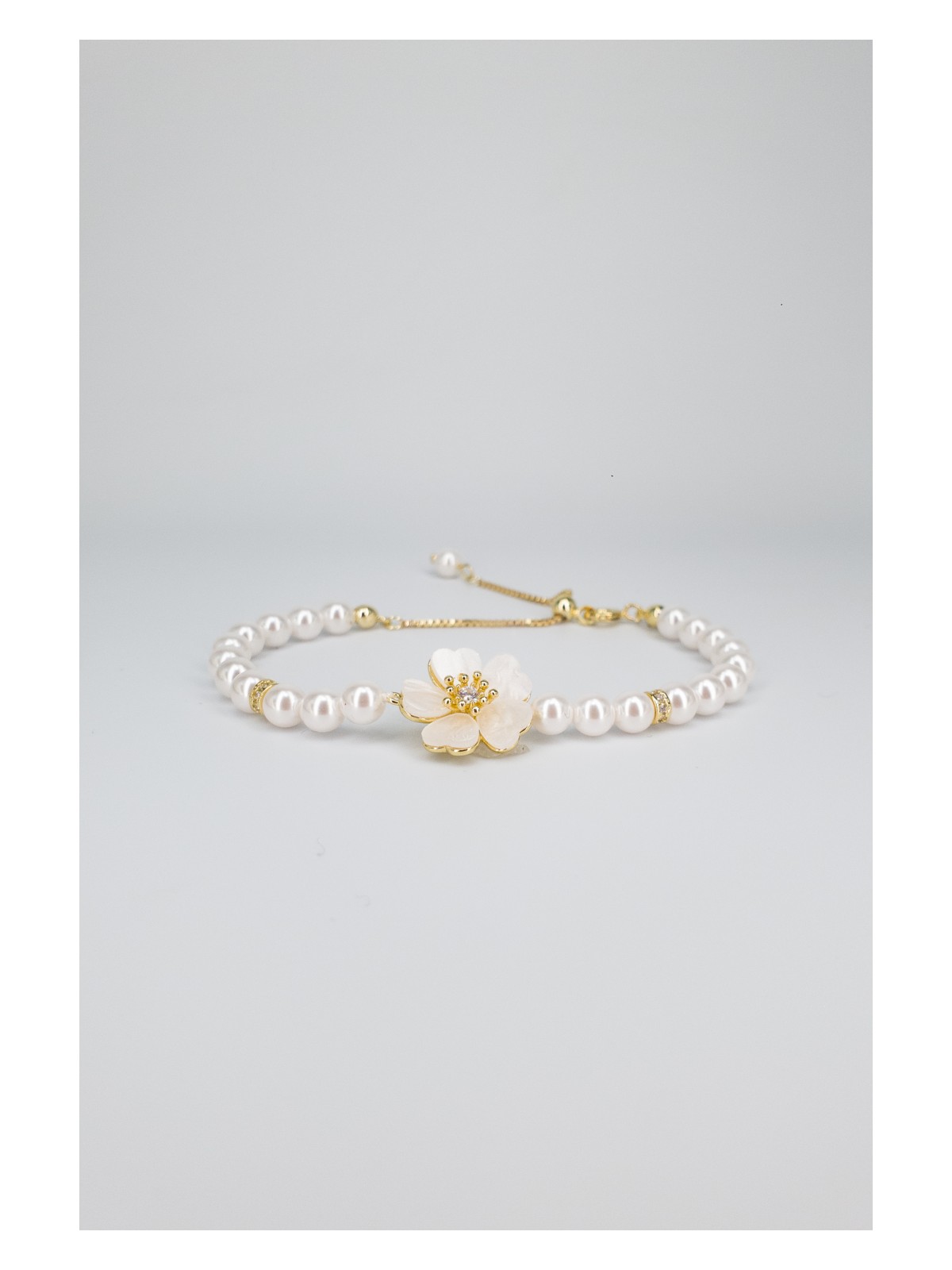 Stella Fortis Inci Detaylı Çiçek Figürlü Bileklik – Barok Inciler | Altın & Gümüş