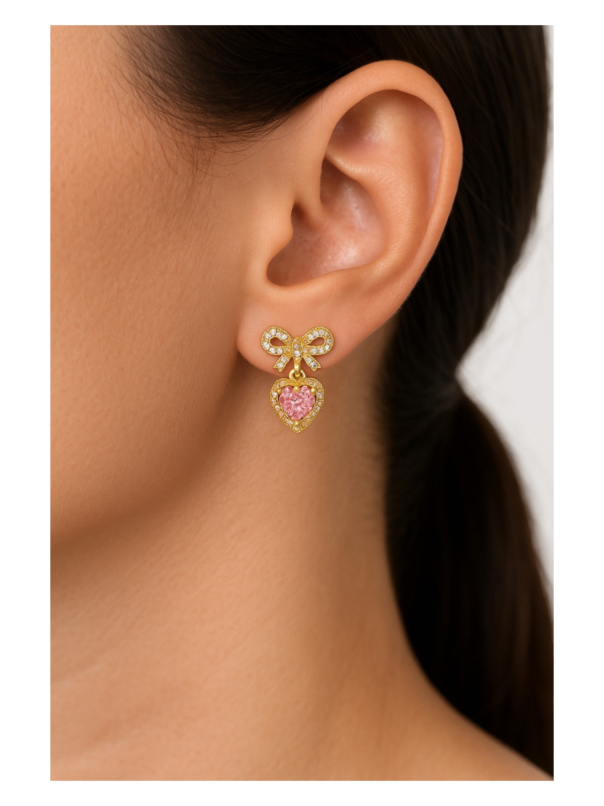 Zilvana 925 Ayar Gümüş Fiyonk Detaylı Kalp Küpe - Görsel 4