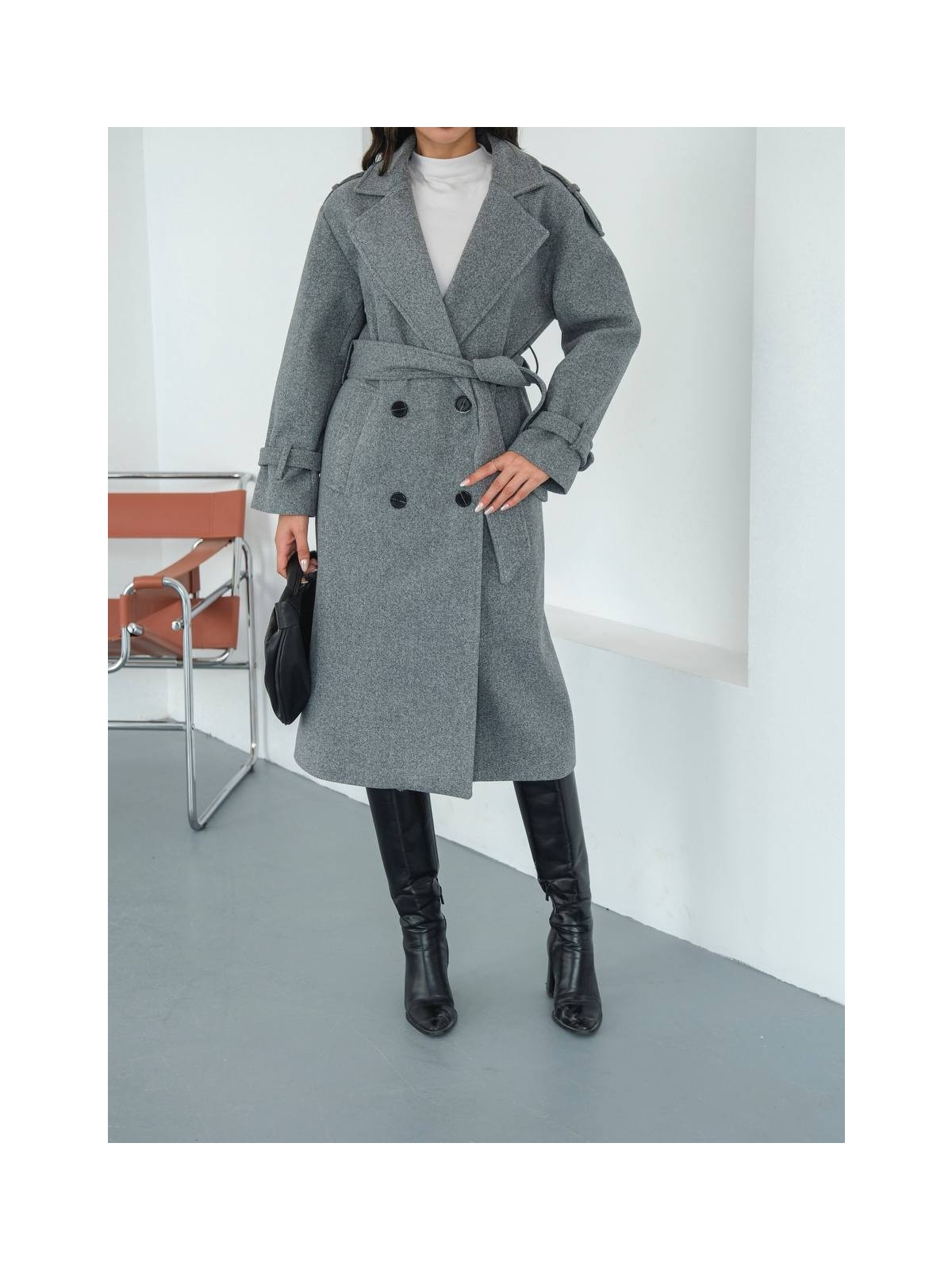 Arzu Has Butik Yeni Sezon Kruvaze Yaka Kuşaklı Astarlı Oversize Ithal Kaşe Kaban