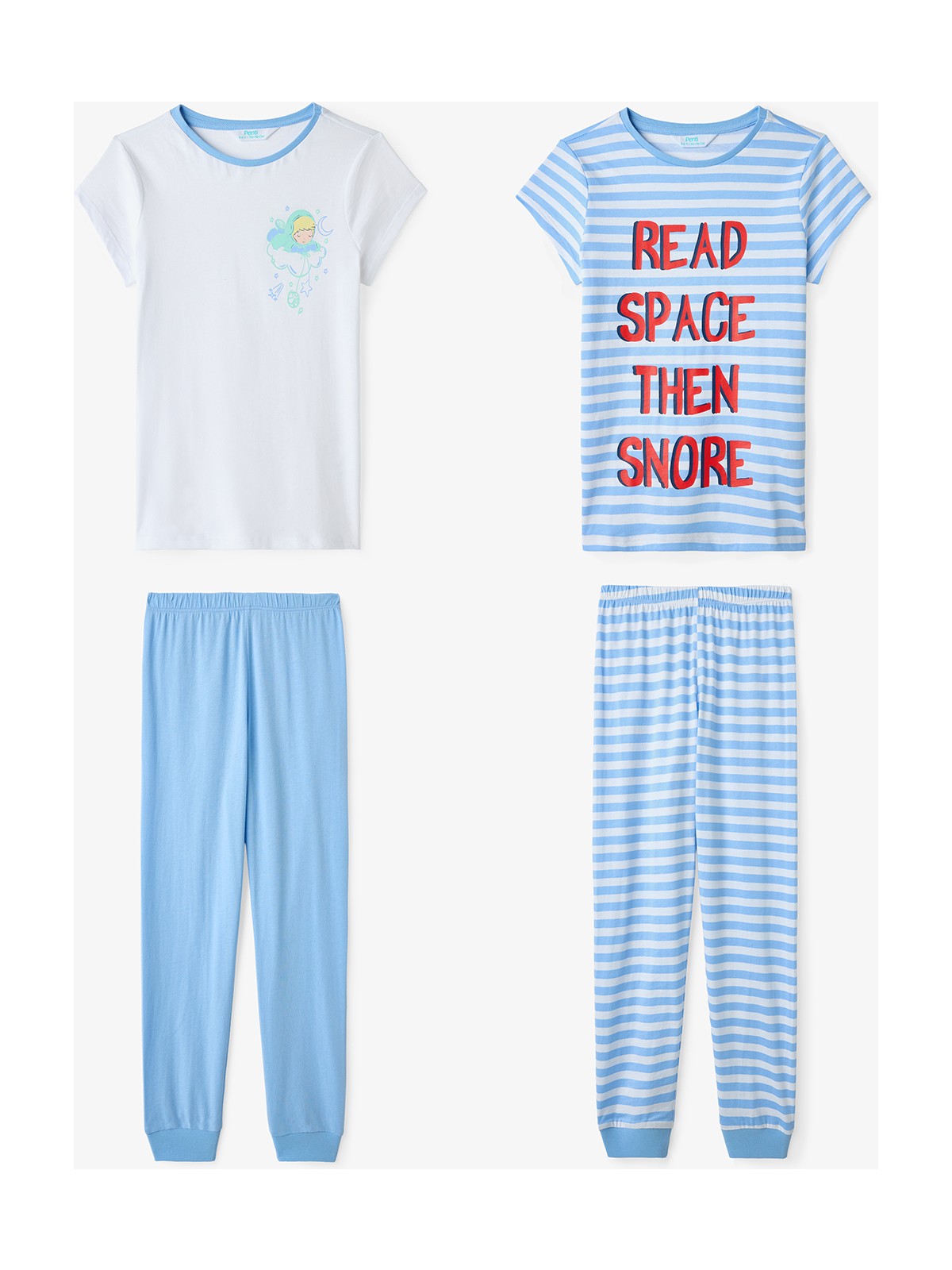 Penti Açık Mavi Erkek Çocuk Çizgili Space Pamuklu 2'li Pijama Takımı