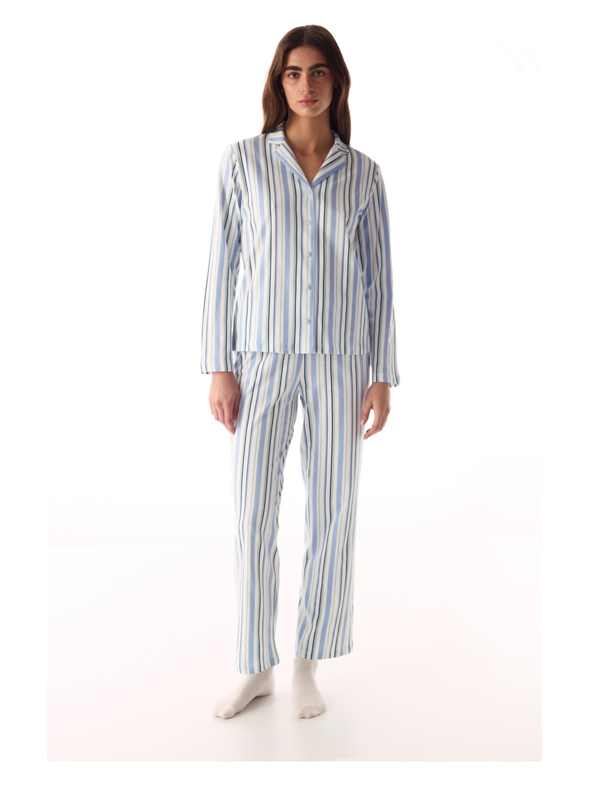 Penti Açık Gri Cool Stripes Gömlek Pantolon Pijama Takımı