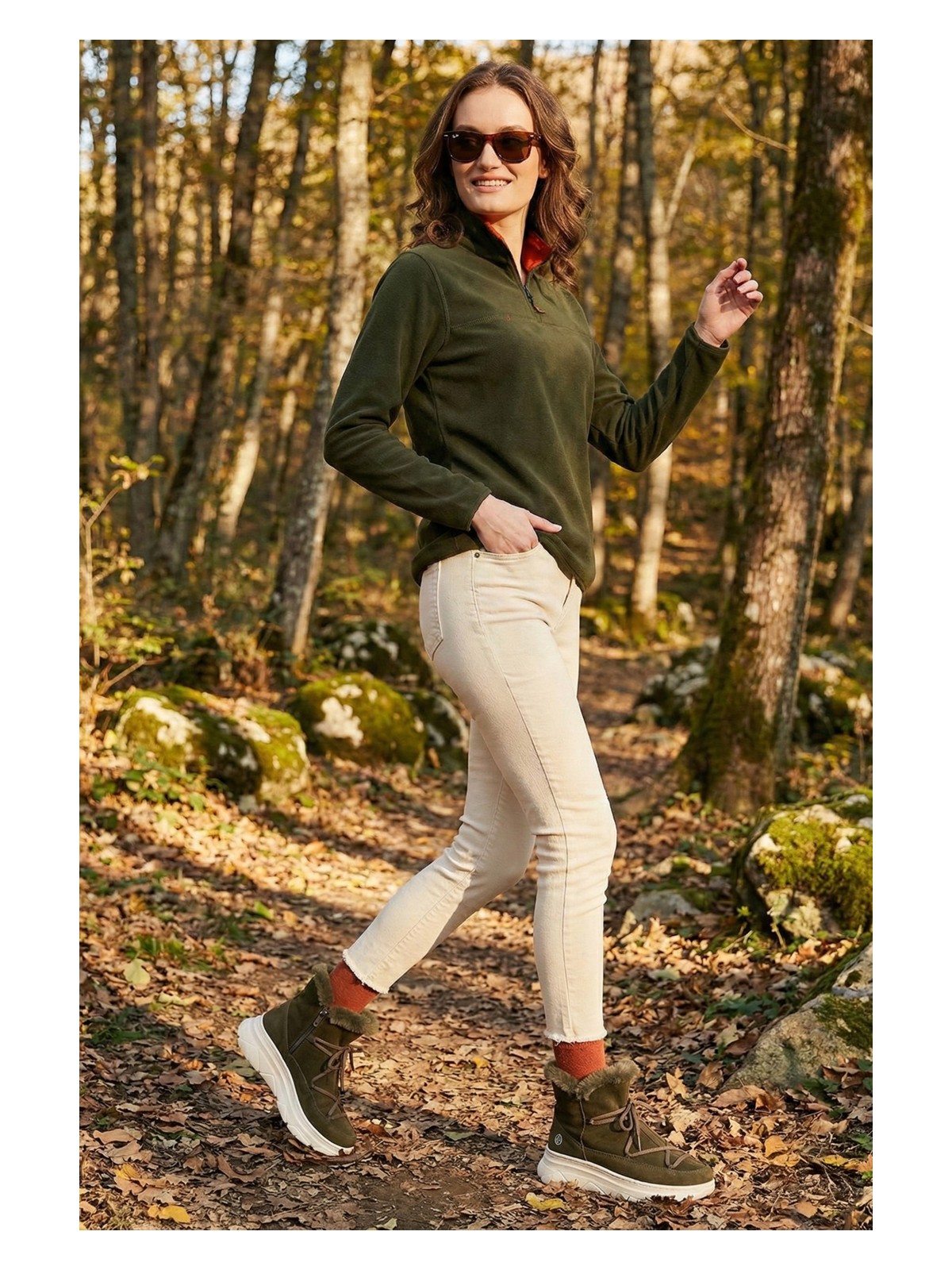 Lela Slim Fit Yumuşak Dokulu Anti-Pilling Tüylenme Yapmayan Yarım Fermuarlı Polar Bayan POLAR 5907000 - Görsel 9