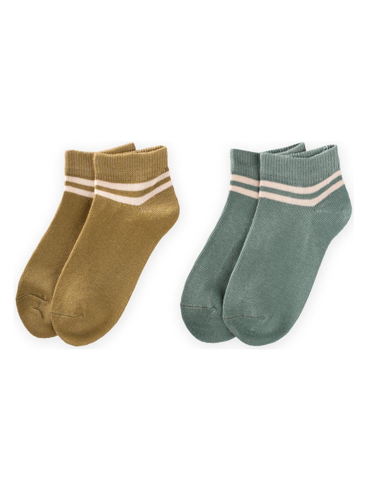 Cigit Ikili Ham Çizgili Patik Çorap 5-12 Yaş Çağla - Haki Yeşili